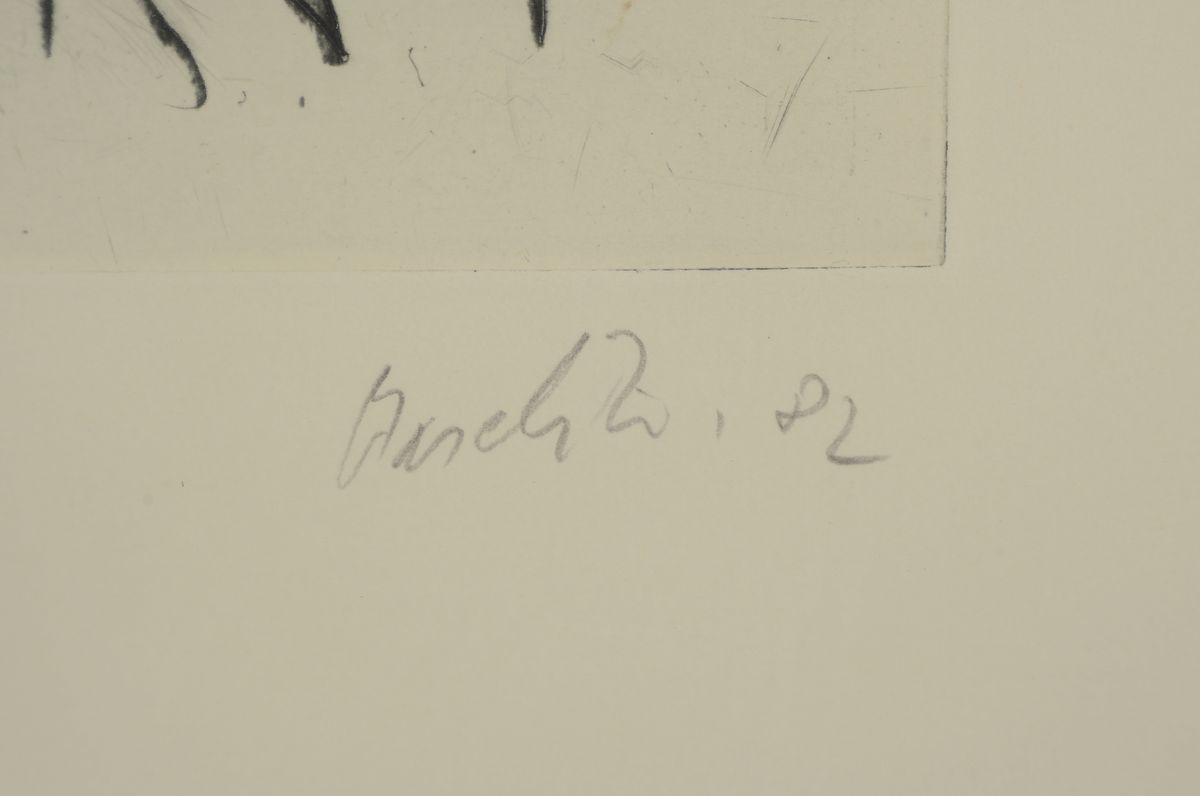 Detail a: Georg Baselitz, geb. 1938, Radierung, rechts unten handsign., dat. (19)82 und links unten römisch num. 6/13, Blatt ca. 71,5x53,5 cm