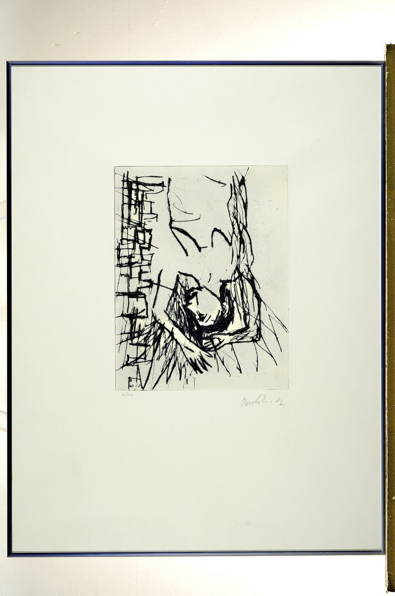 Detail k: Georg Baselitz, geb. 1938, Radierung, rechts unten handsign., dat. (19)82 und links unten römisch num. 6/13, Blatt ca. 71,5x53,5 cm