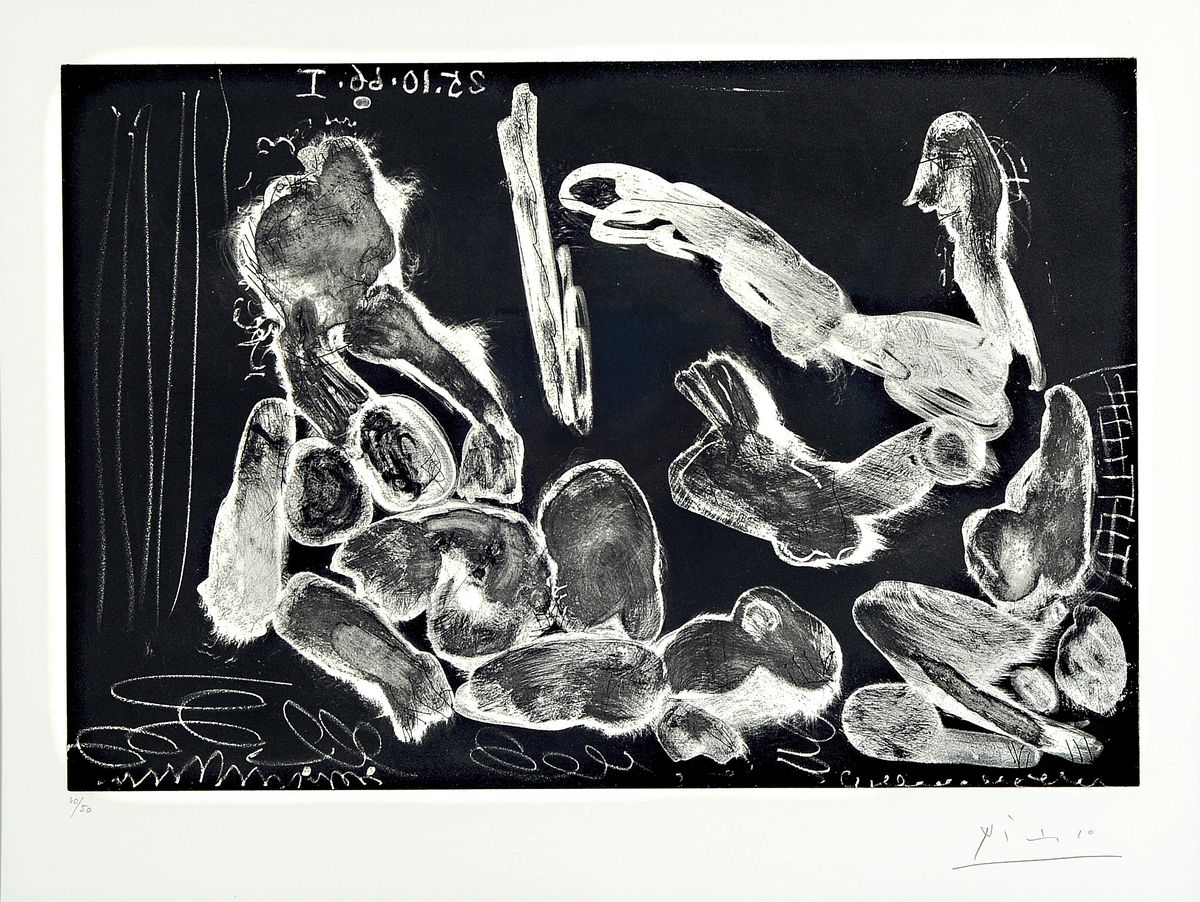 Pablo Picasso, 1881-1973, Titel: Peintre et Modele (aus der Suite 347 "Dans Atelier", Aquatinta- Kaltnadelradierung auf BFK Rives Papier ...