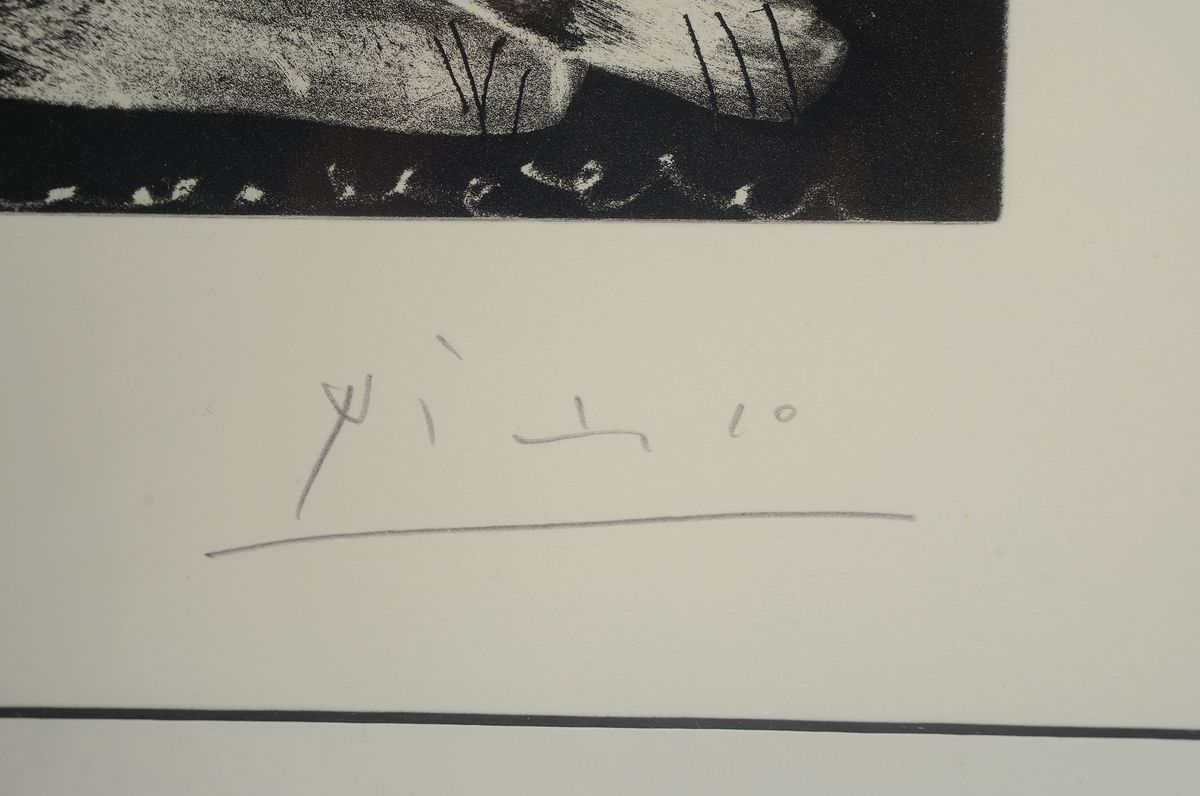 Detail a: Pablo Picasso, 1881-1973, Titel: Peintre et Modele (aus der Suite 347 "Dans Atelier", Aquatinta- Kaltnadelradierung auf BFK Rives Papier ...