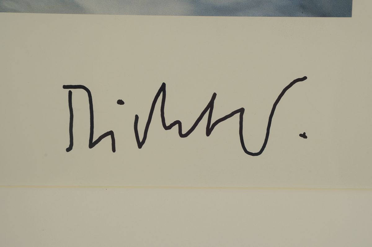 Detail a: Gerhard Richter, geb. 1932, Offsetlithografie auf festem Karton, "Seestück Gegenlicht", handsign., aus dem Jahre 1991, Hrsg. Achenbach Art ...