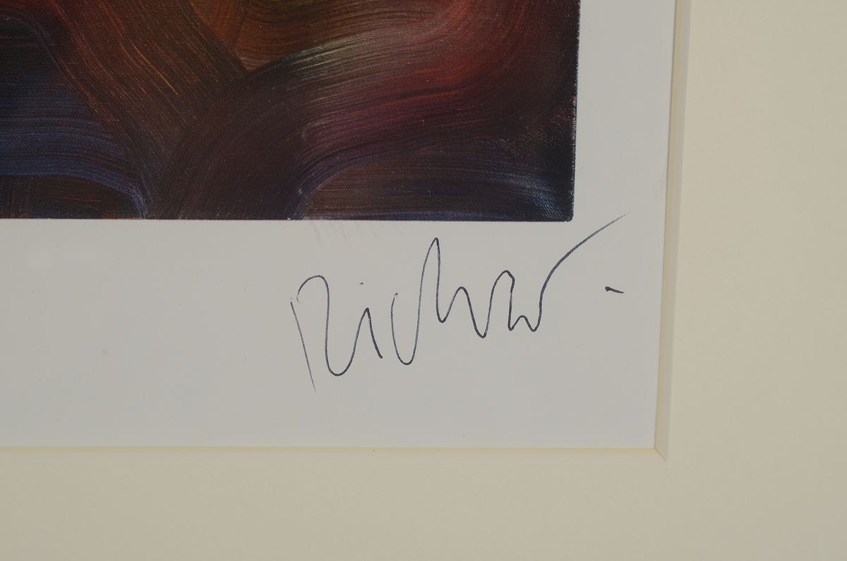 Detail a: Gerhard Richter, geb. 1932, Offsetlithografie auf leichtem Karton, abstrakte Komposition, handsign., Blatt ca. 23x20,5 cm, R. ca. 50x40 cm