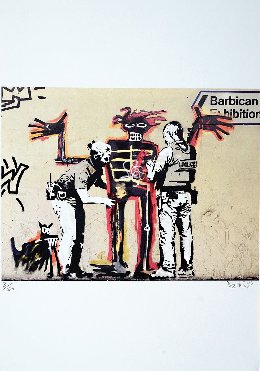 Banksy, Basquiat, Farboffset, handsigniert und num. 3/60, Blattgr. ca. 50x34cm