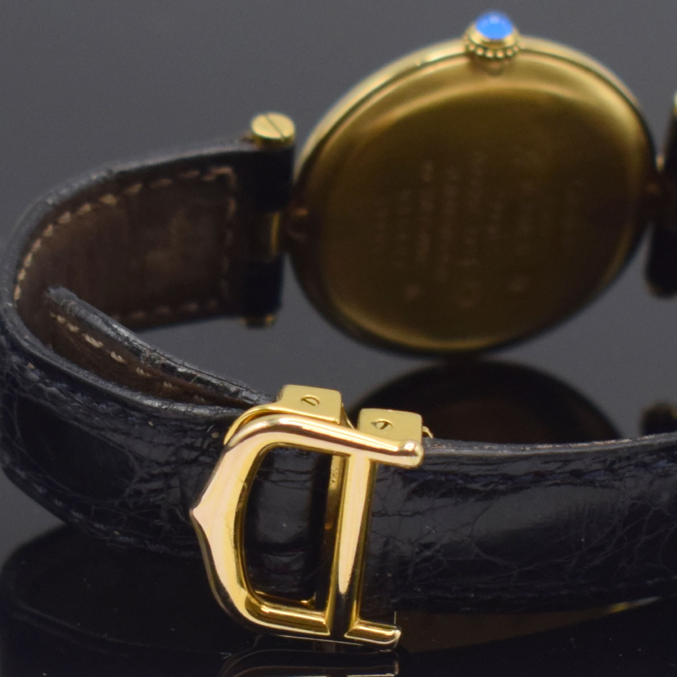 Detail g: CARTIER Paris Vermeil Damenarmbanduhr Referenz 59003 mit original Box und Zertifikat, Schweiz um 1993, quarz, verg. Silbergehäuse, Boden 2-fach ...