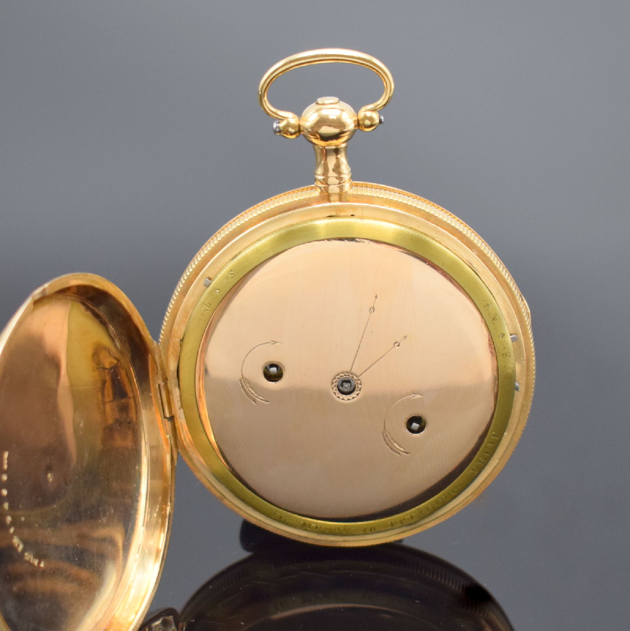Detail d: J.G.MESSY in Freiburg sehr seltene große Taschenuhr mit Grande / Petite Sonnerie und 1/4-Repetition in RG 750/000, Deutschland / Schweiz um 1800, ...