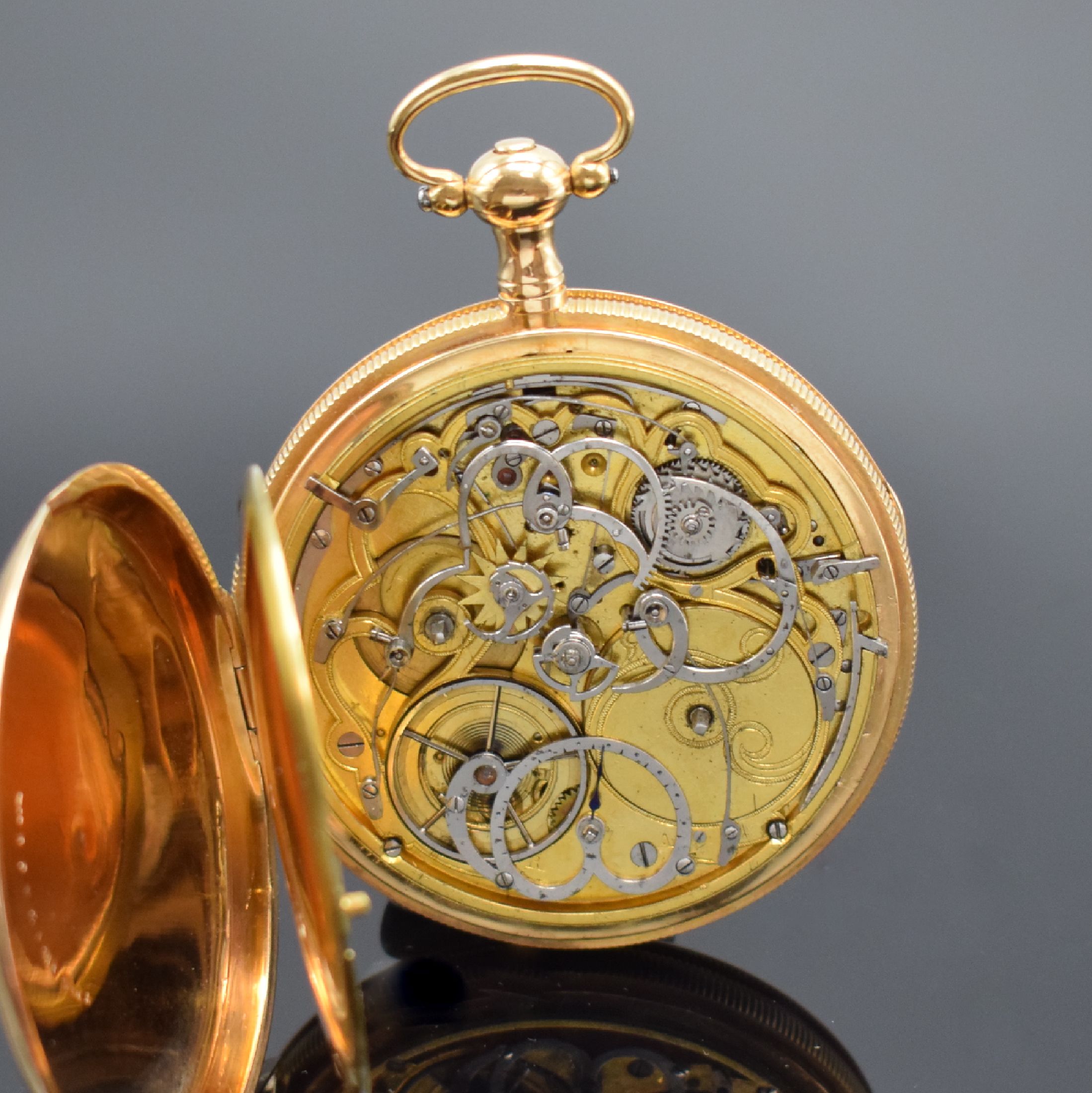 Detail e: J.G.MESSY in Freiburg sehr seltene große Taschenuhr mit Grande / Petite Sonnerie und 1/4-Repetition in RG 750/000, Deutschland / Schweiz um 1800, ...