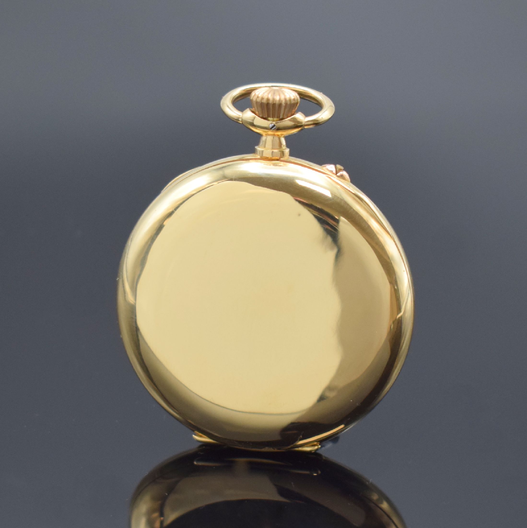 Detail a: DEUTSCHE PRÄZISIONS-UHRENFABRIK Glashütte eGmbH offene Herrentaschenuhr in GG 585/000, Deutschland 1930, glattes Geh., verg. Cuv. m. ...