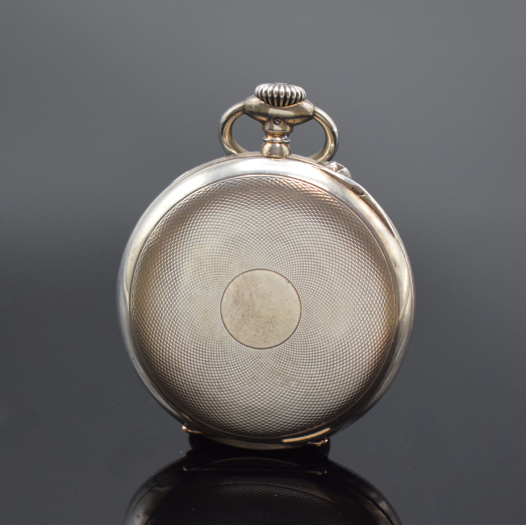 Detail a: A. LANGE & SÖHNE DUF offene Herrentaschenuhr in Silber, Deutschland um 1920, guill. Geh., Goldscharniere, 2-teil. Emailzifferbl., ...