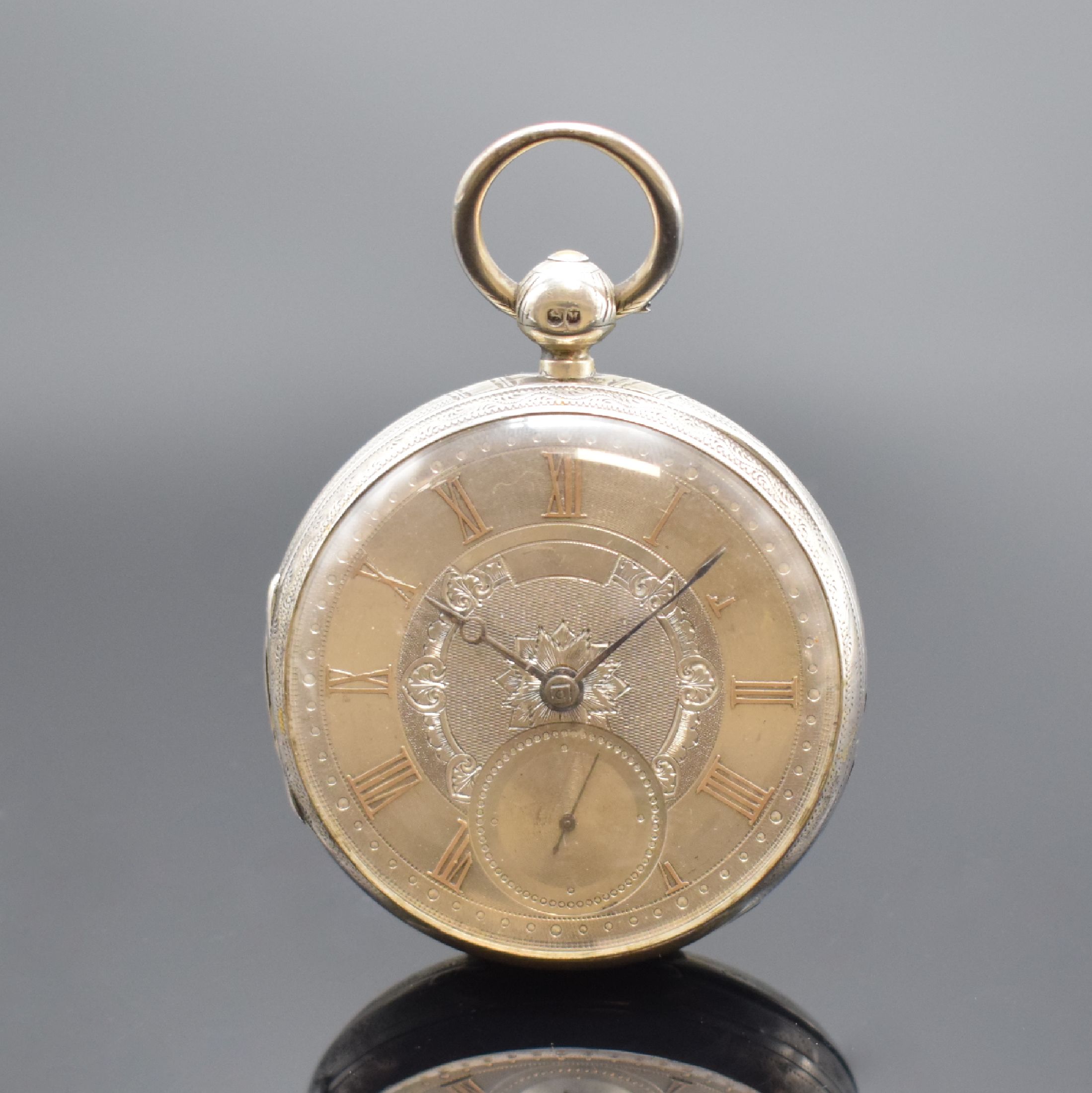 Detail a: Konvolut 3 Silbertaschenuhren, Schweiz / England um 1880, 2 schwere, englische Taschenuhren mit Silber-Zifferblättern und röm. Goldzahlen, nach ...