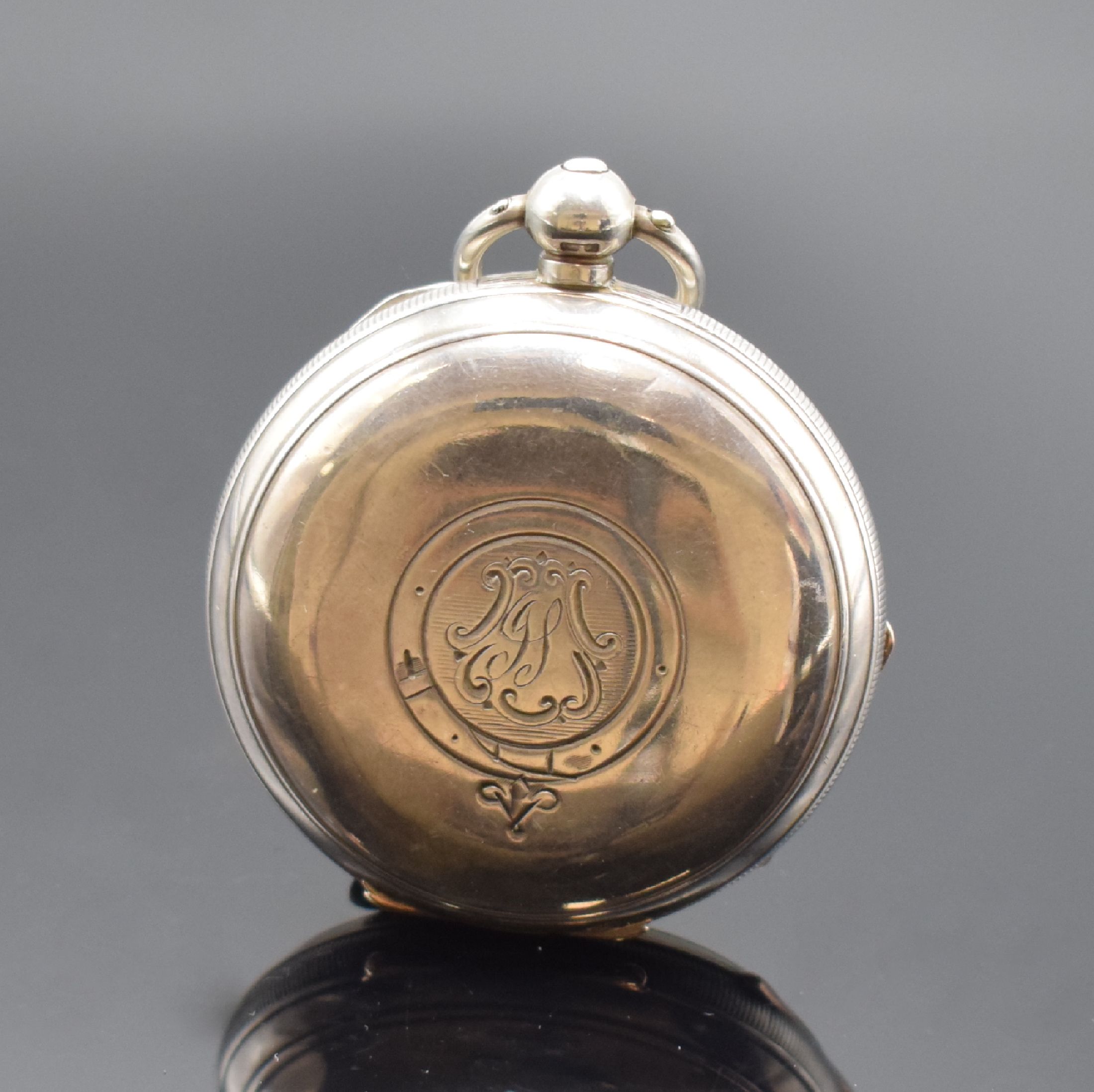Detail j: Konvolut 3 Silbertaschenuhren, Schweiz / England um 1880, 2 schwere, englische Taschenuhren mit Silber-Zifferblättern und röm. Goldzahlen, nach ...