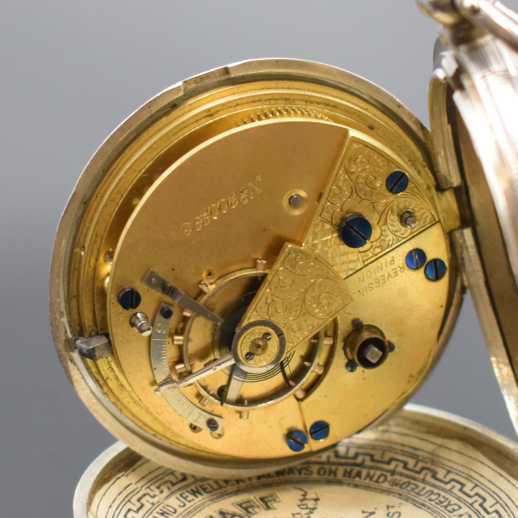 Detail m: Konvolut 3 Silbertaschenuhren, Schweiz / England um 1880, 2 schwere, englische Taschenuhren mit Silber-Zifferblättern und röm. Goldzahlen, nach ...
