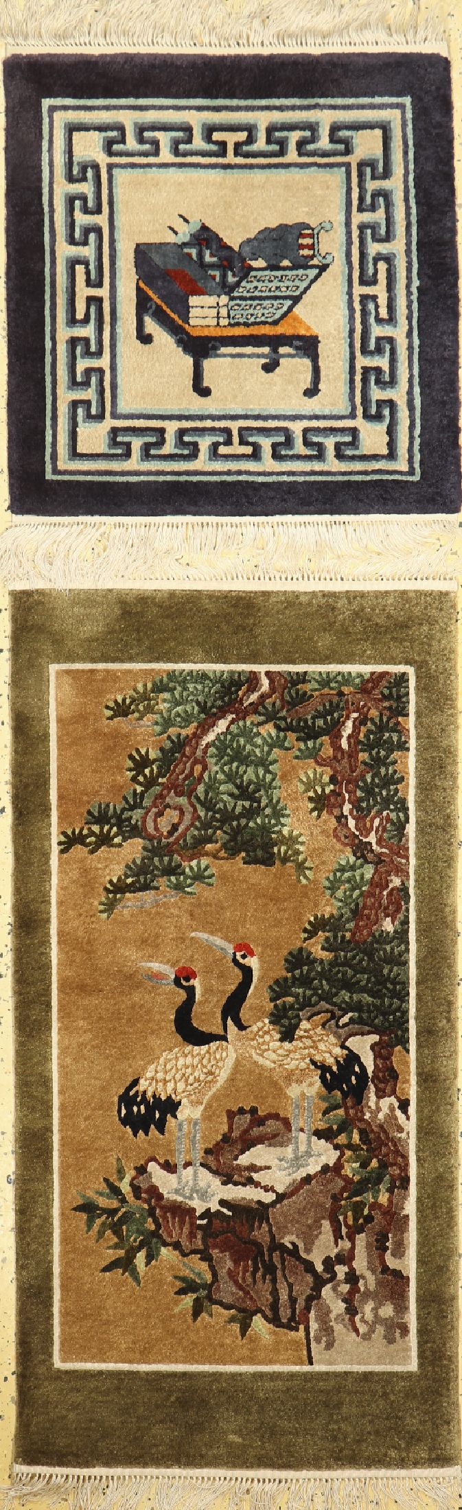 2 lots China Seide, ca. 40 Jahre, reine Naturseide, ca. 125 x 62 cm, EHZ: 1-2