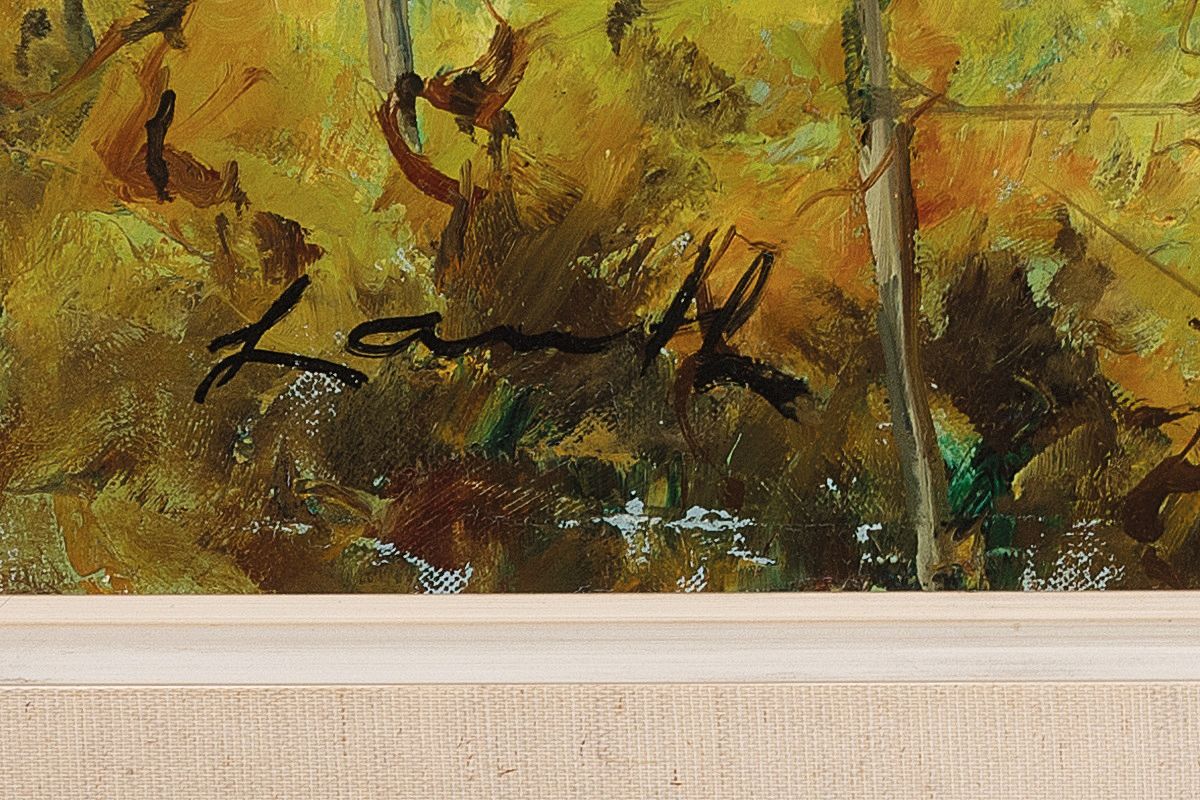Detail a: Robert Lauth, 1896-1985 Ludwigshafen, Weinleseszene in der Pfalz, Öl/Lwd, links unten signiert, ca. 60x70cm, R. ca. 71x81cm