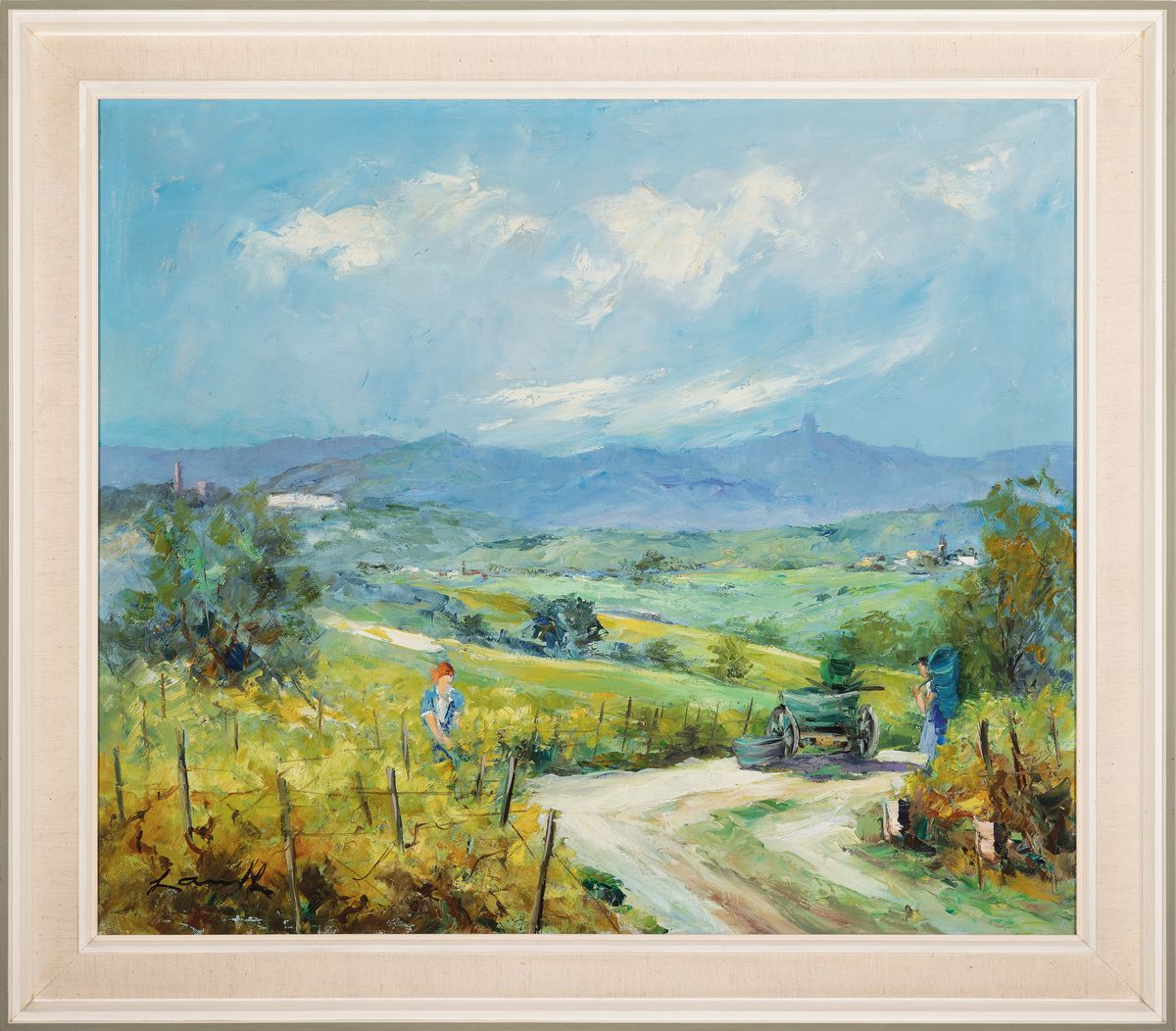 Detail k: Robert Lauth, 1896-1985 Ludwigshafen, Weinleseszene in der Pfalz, Öl/Lwd, links unten signiert, ca. 60x70cm, R. ca. 71x81cm