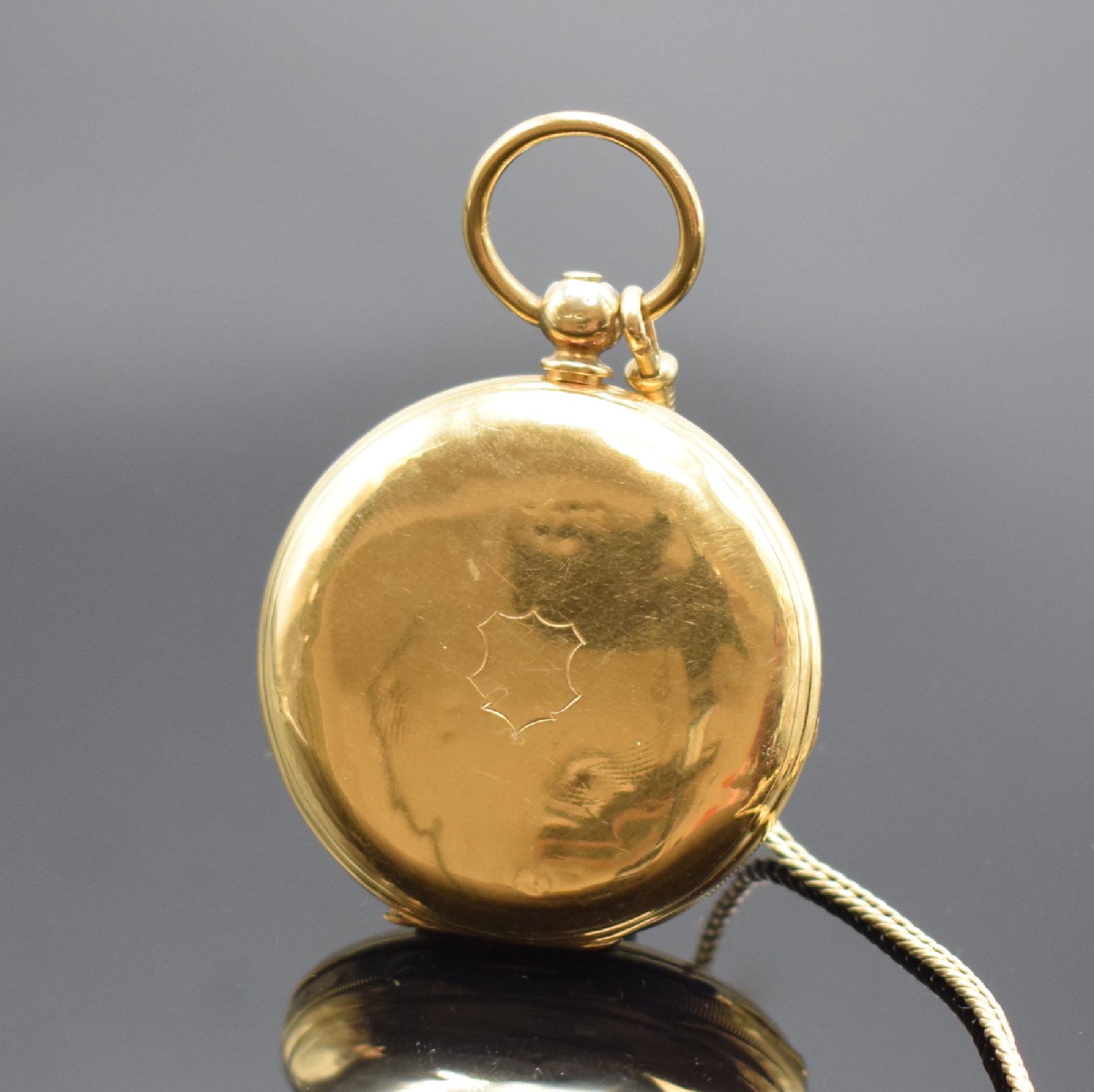 Detail b: FRENCH ROYAL EXCHANGE LONDON No. 37400 Savonette Schlüsseltaschenuhr in GG 750/000 an GG 585/000 Kette, Hallmark London 1842, glattes 3-Deckel ...