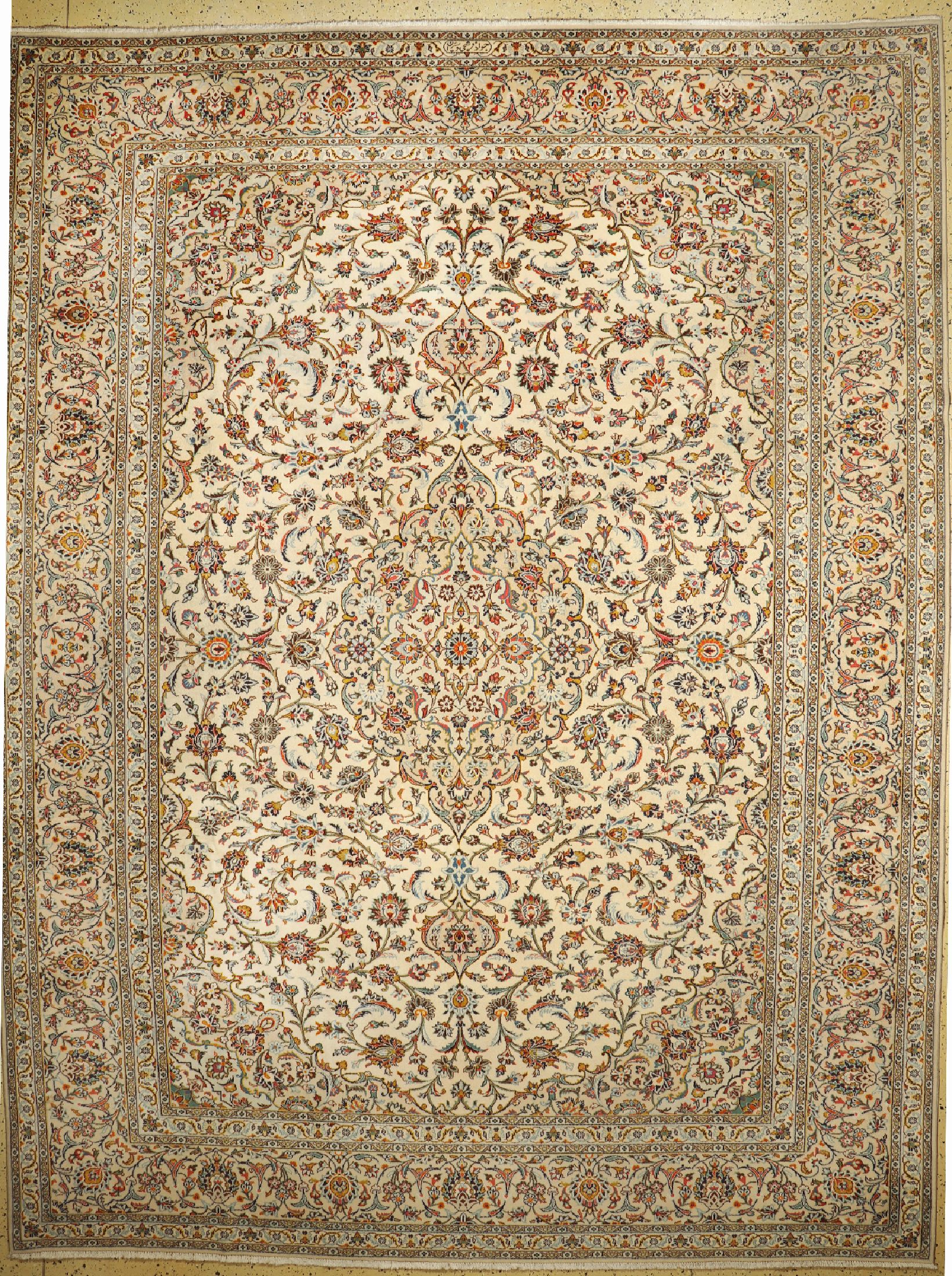 Keschan alt Persien, signiert( Farshchi), ca. 50 Jahre, Wolle auf Baumwolle, ca. 400 x 305 cm, EHZ: 2