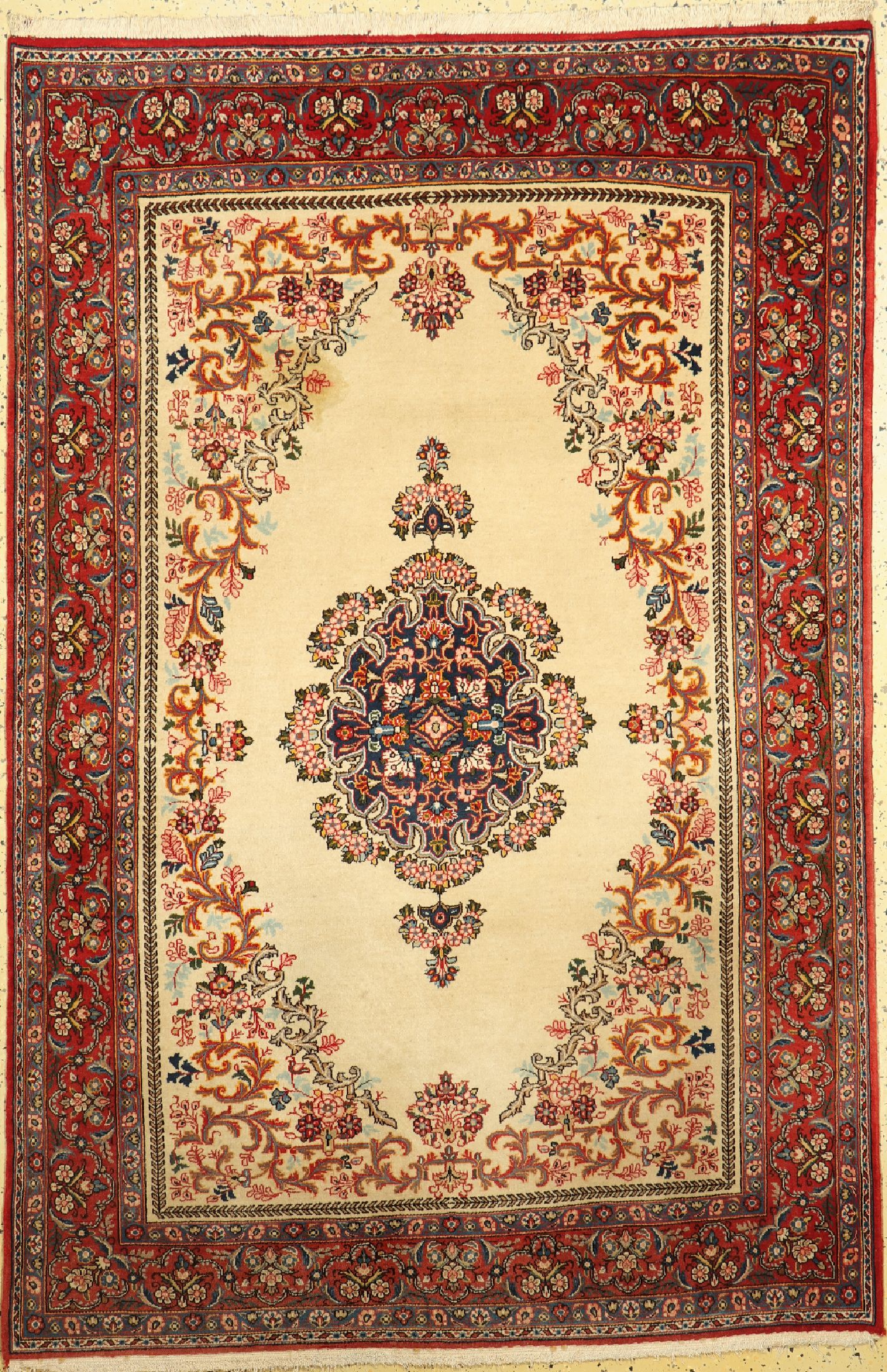 Ghom Kork alt, Persien, um 1950, Korkwolle auf Baumwolle, ca. 211 x 140 cm, EHZ: 2(Fleckig)