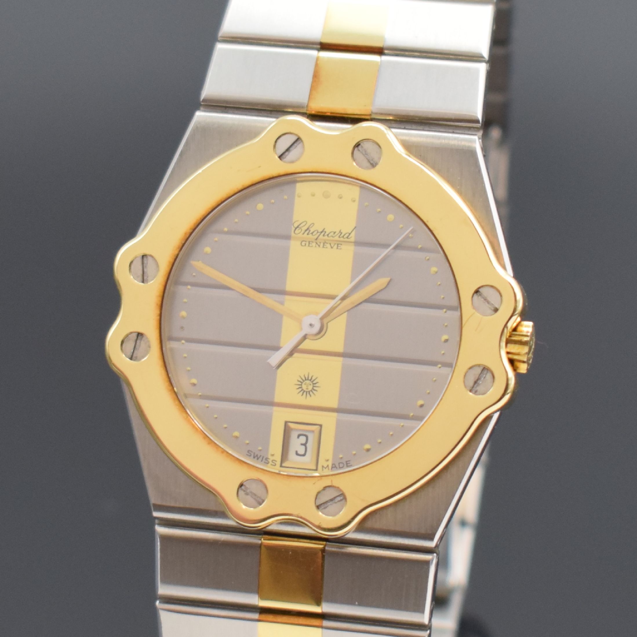 Detail a: CHOPARD St. Moritz Armbanduhr Referenz 8047, Schweiz um 1990, quarz, Lünette gegen Gehäuse 8-fach verschr., orig. Gliederband inkl. dopp. ...