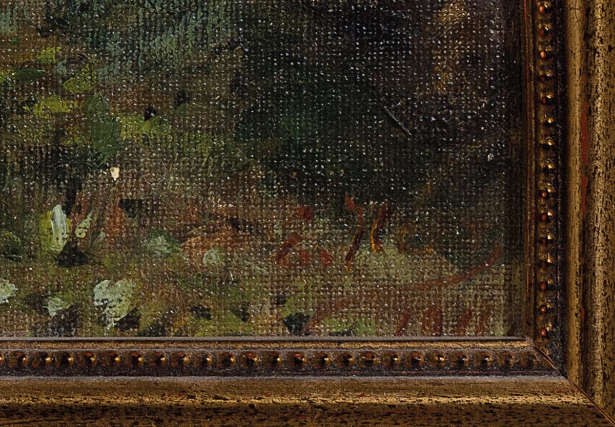 Detail a: E. Ney, Malerei um 1919, Gebirgslandschaft mit Blick auf die Berner Alpen mit Jungfrau, Öl/Lwd, re. u. signiert und dat. 19 in Rot, ca. 30 x 43 cm, ...