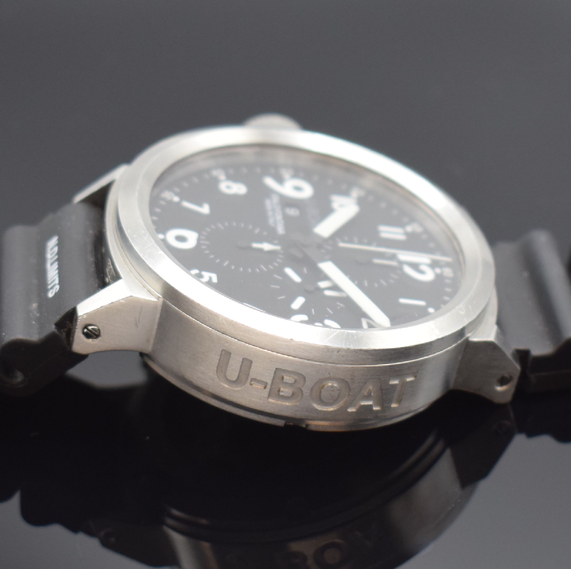 Detail b: U-BOAT Italo Fontana Herrenarmbanduhr mit Chronograph Modell Flightdeck Referenz U- 7750/50, Automatik, Italien um 2010, Edelstahlgeh. beids. vergl., ...