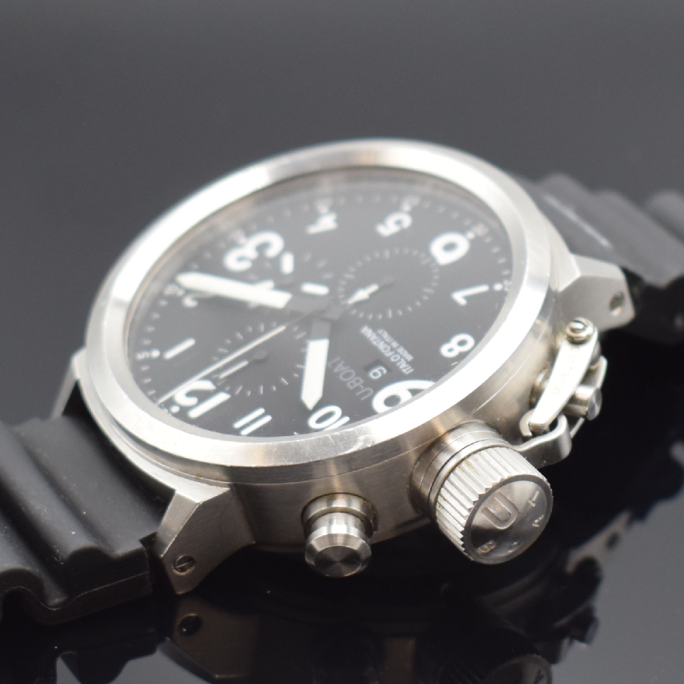 Detail c: U-BOAT Italo Fontana Herrenarmbanduhr mit Chronograph Modell Flightdeck Referenz U- 7750/50, Automatik, Italien um 2010, Edelstahlgeh. beids. vergl., ...