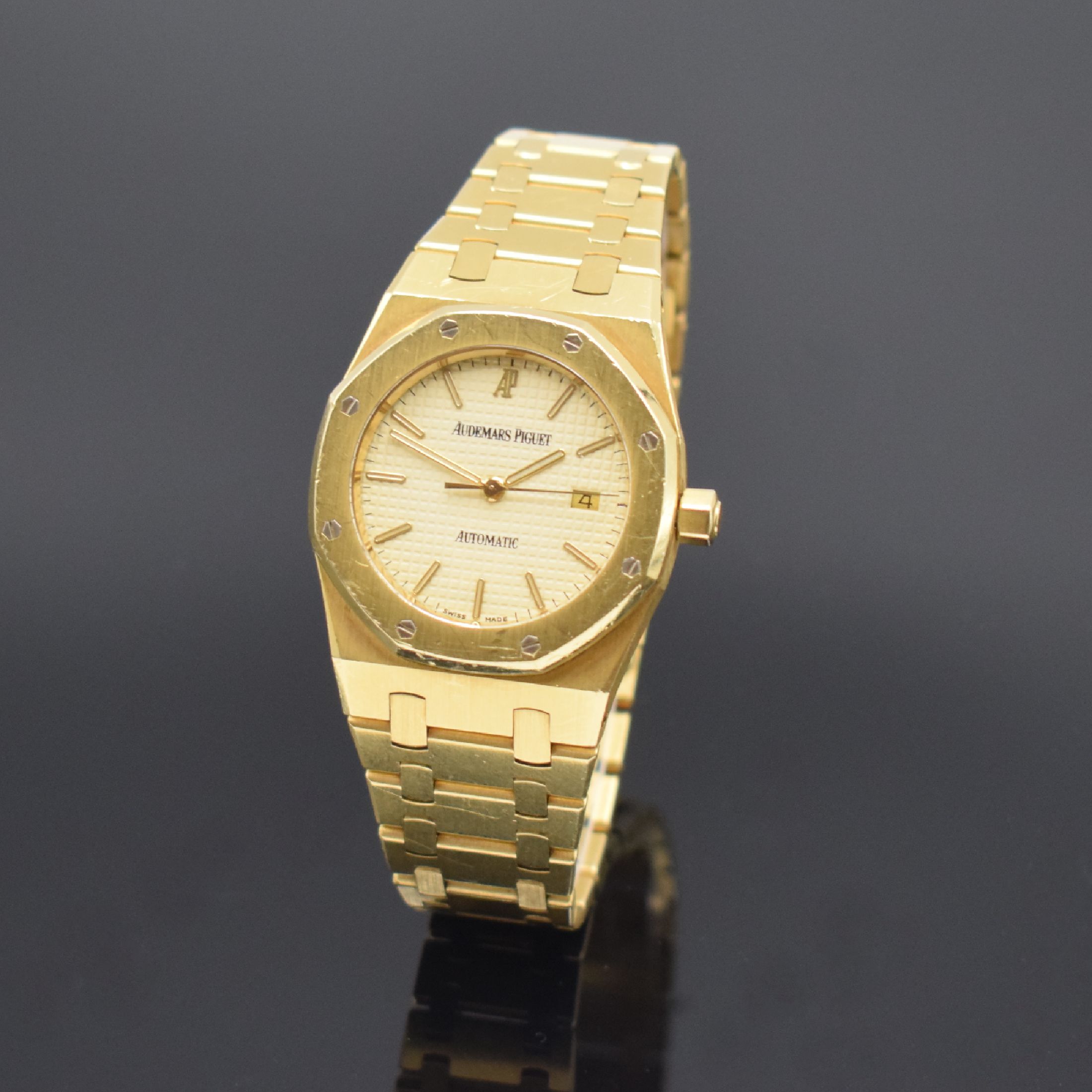 AUDEMARS PIGUET seltene Armbanduhr Royal Oak in GG 750/000 D-Serie, Schweiz um 1996, Automatik, Design von Gerald Genta, 2-teil. Geh., Lünette gegen ...