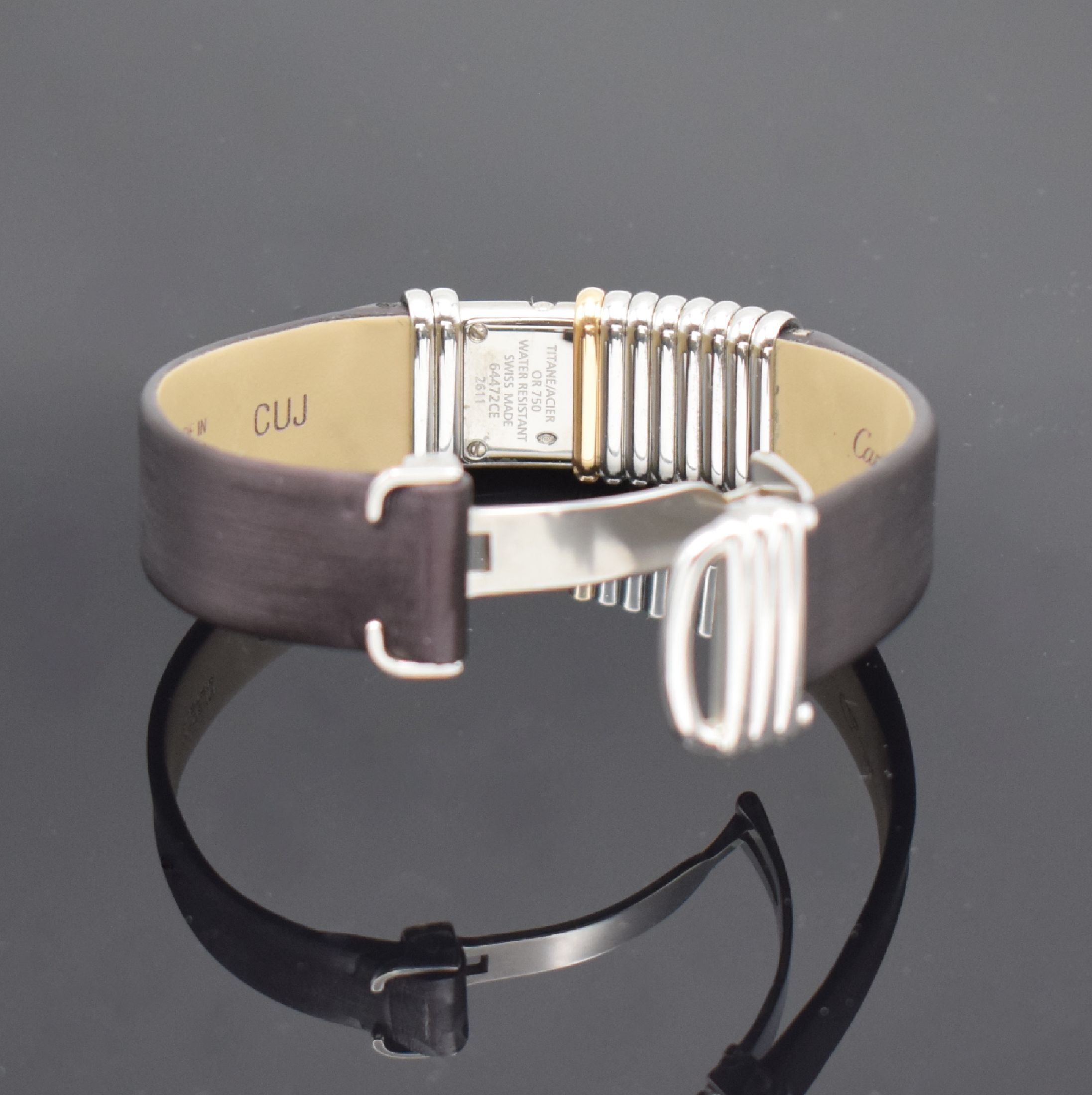 Detail f: CARTIER Damenarmbanduhr Modellserie Declaration Referenz 2611, Edelstahlgeh. inkl. orig. Leder-/Satinband m. orig. Faltschl., 8 bewegliche Spangen, ...