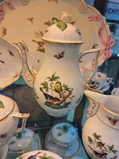 26610545d - Mokkaservice, Herend, um 1970/80, Porzellan, für 6 Personen, polychrom bemalt, ...