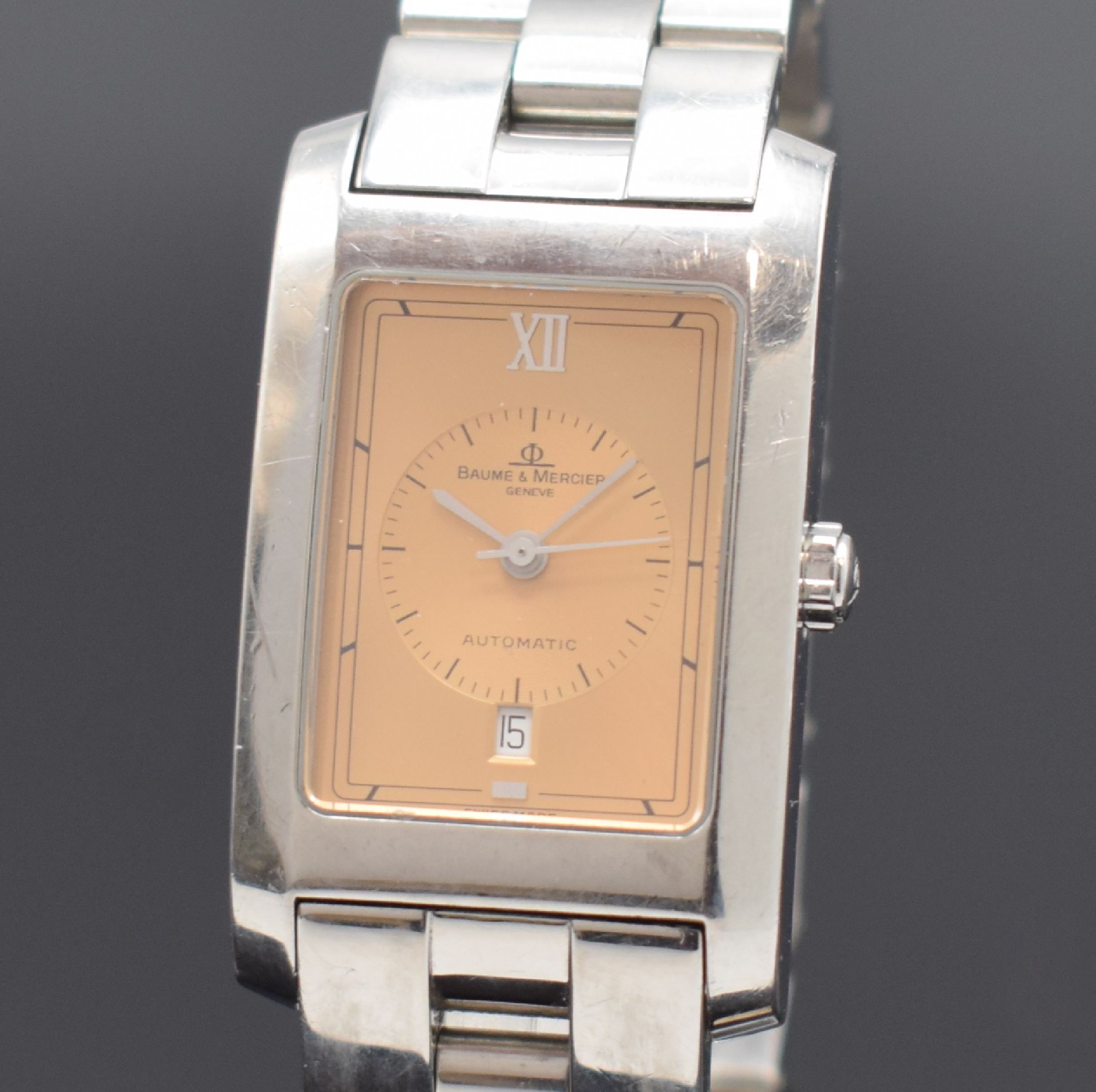 Detail a: BAUME & MERCIER Hampton Armbanduhr, Schweiz um 2000, Automatik, 2-teil. Geh., Boden aufgedr., Gliederband m. dopp. Faltschl., kupferfarb. Zifferbl., ...