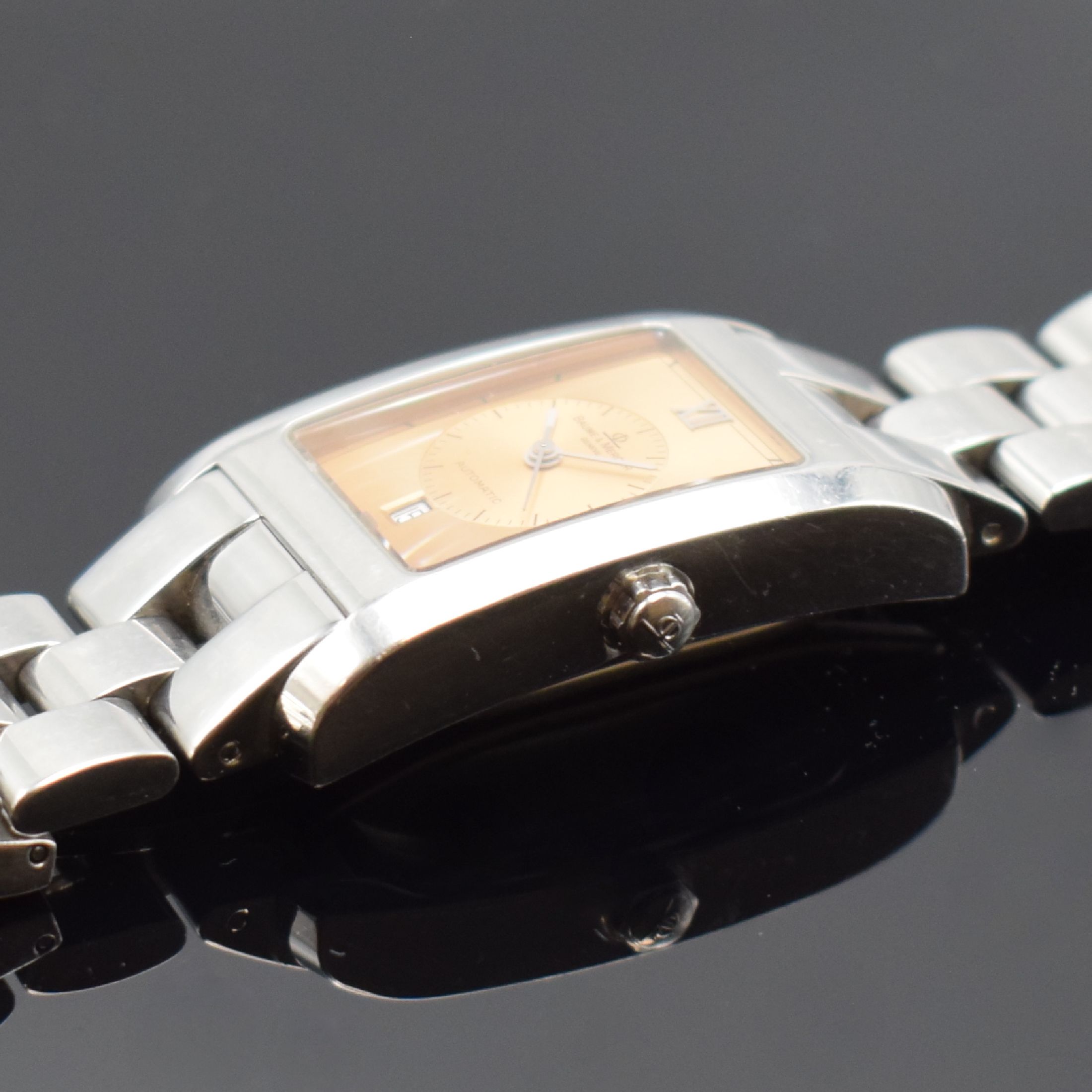 Detail c: BAUME & MERCIER Hampton Armbanduhr, Schweiz um 2000, Automatik, 2-teil. Geh., Boden aufgedr., Gliederband m. dopp. Faltschl., kupferfarb. Zifferbl., ...