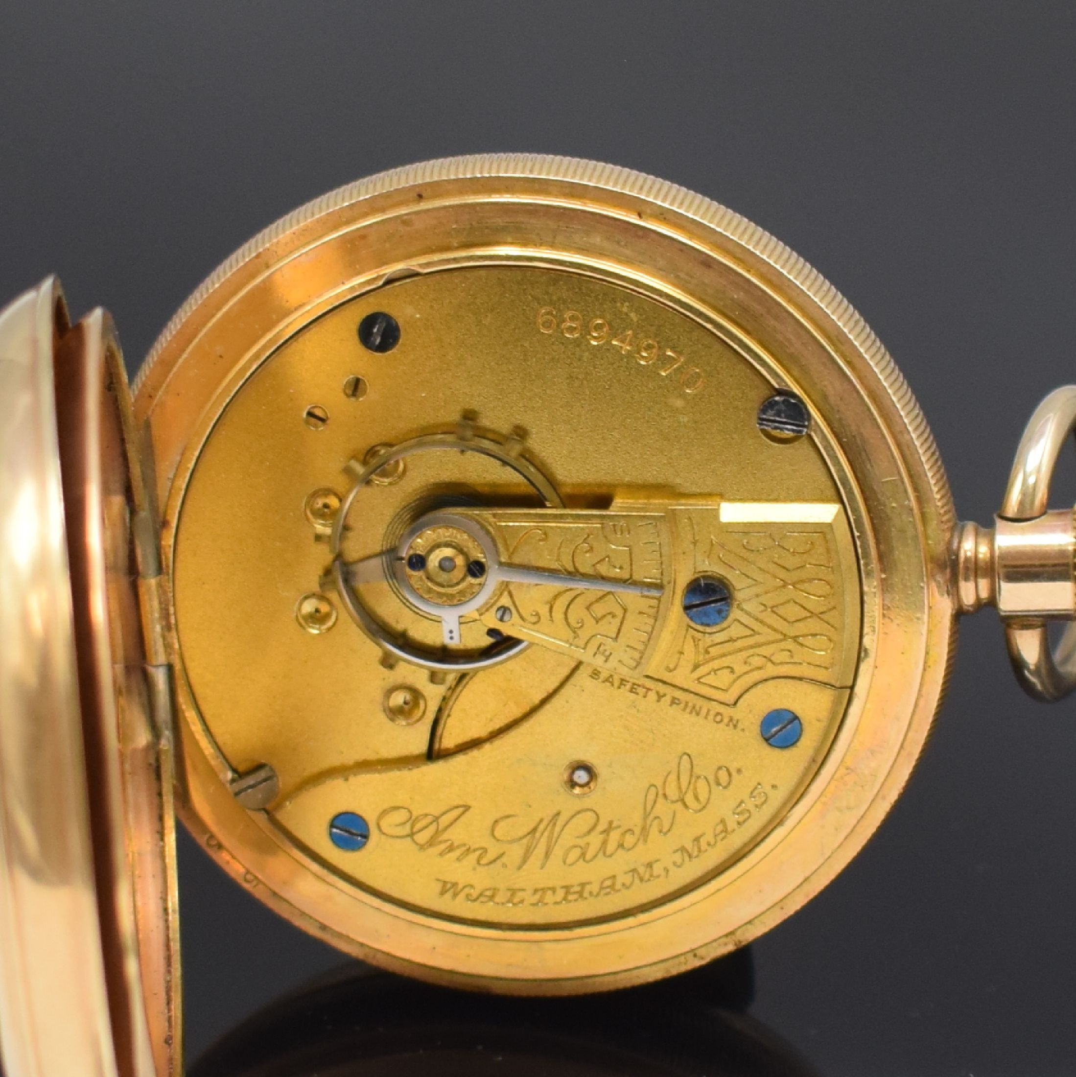 Detail e: WALTHAM WATCH Co und TIMING REPEATING WATCH Cooffene Taschenuhr und Schaltradchronograph, USA/Schweiz f. den U.S. Markt um 1900, beide verg. Geh. (1x ...