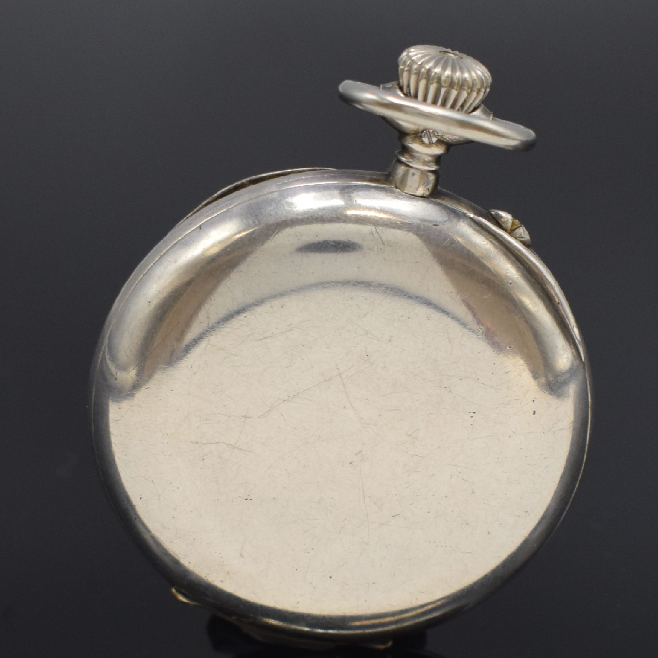 Detail b: A. LANGE & SÖHNE / DUF offene Taschenuhr in 900er Silber, Deutschland um 1915, Geh. dell., Cuvette in 900er Silber, 2-tlg. Emailzifferbl. ...