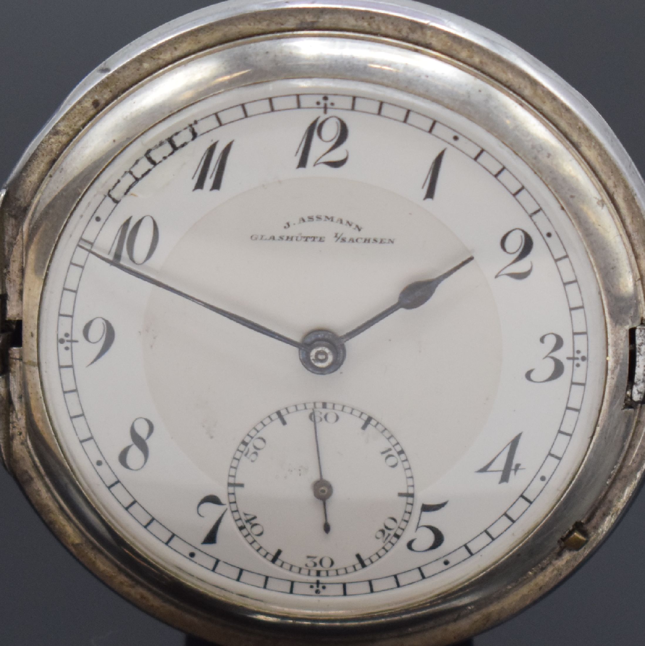 Detail a: J. ASSMANN Glashütte Herrensavonette in 900er Silber, Deutschland um 1900, Geh. dell., Tula-Muster größtenteils fehl. und angel., Cuvette in 900er ...
