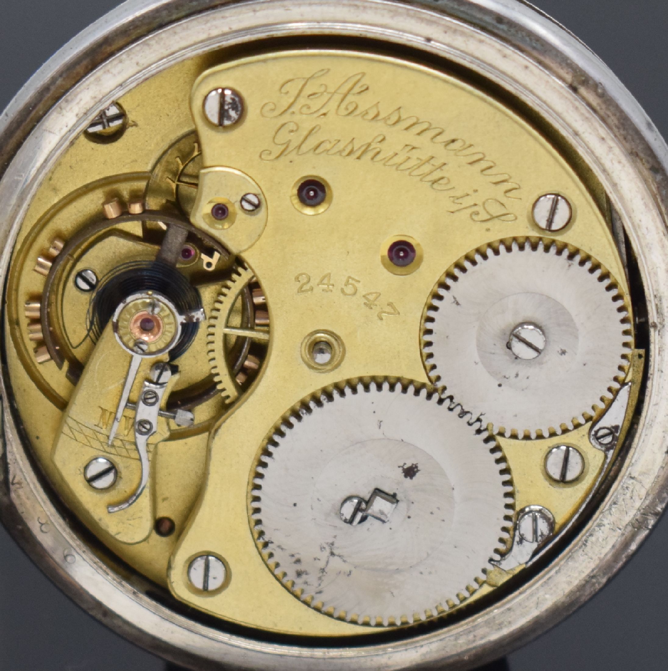 Detail d: J. ASSMANN Glashütte Herrensavonette in 900er Silber, Deutschland um 1900, Geh. dell., Tula-Muster größtenteils fehl. und angel., Cuvette in 900er ...