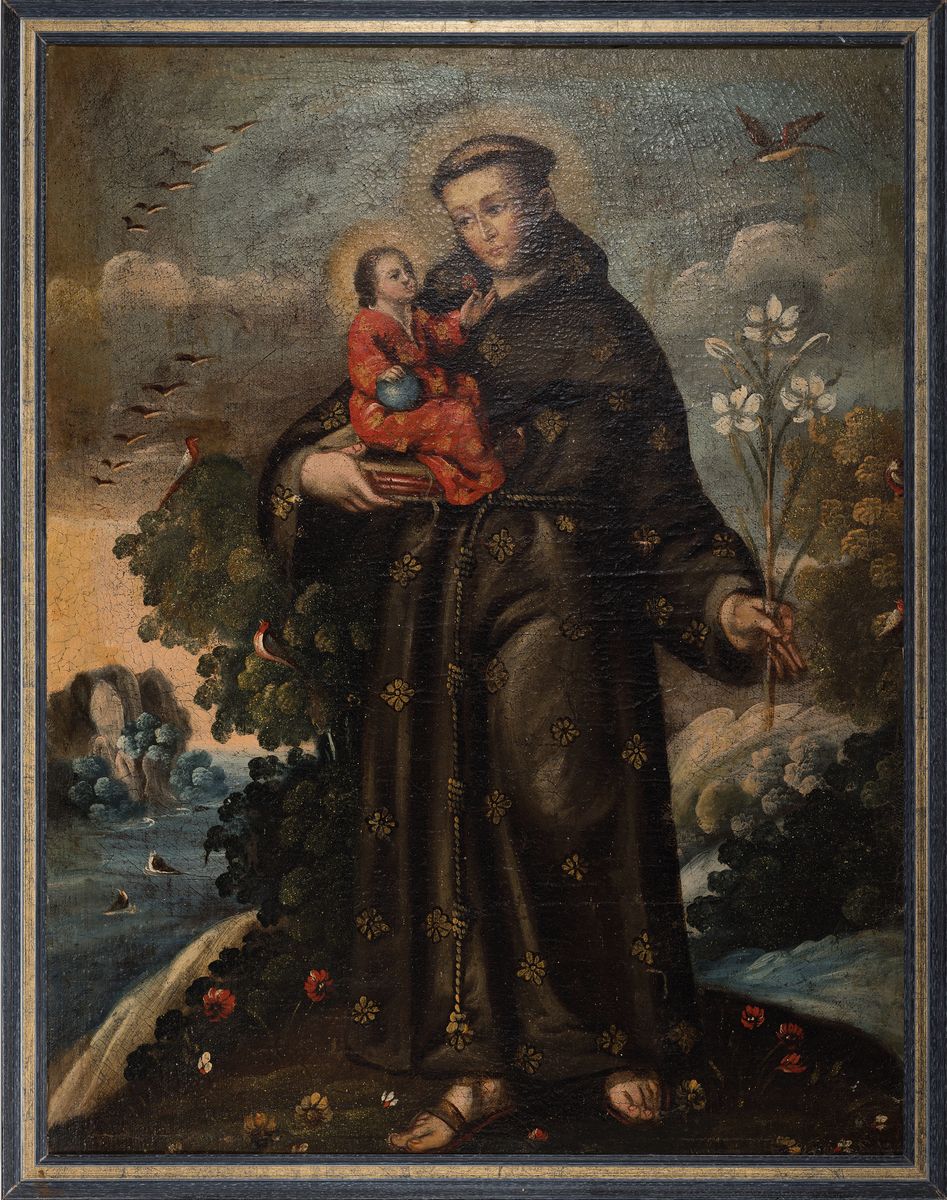 Detail k: Unbekannter Künstler, süddeutsch, um 1780-1800, Der Hl. Augustinus mit dem Jesuskind, Öl/Lwd, doubliert, ca. 78x59cm, R. ca. 84x65cm