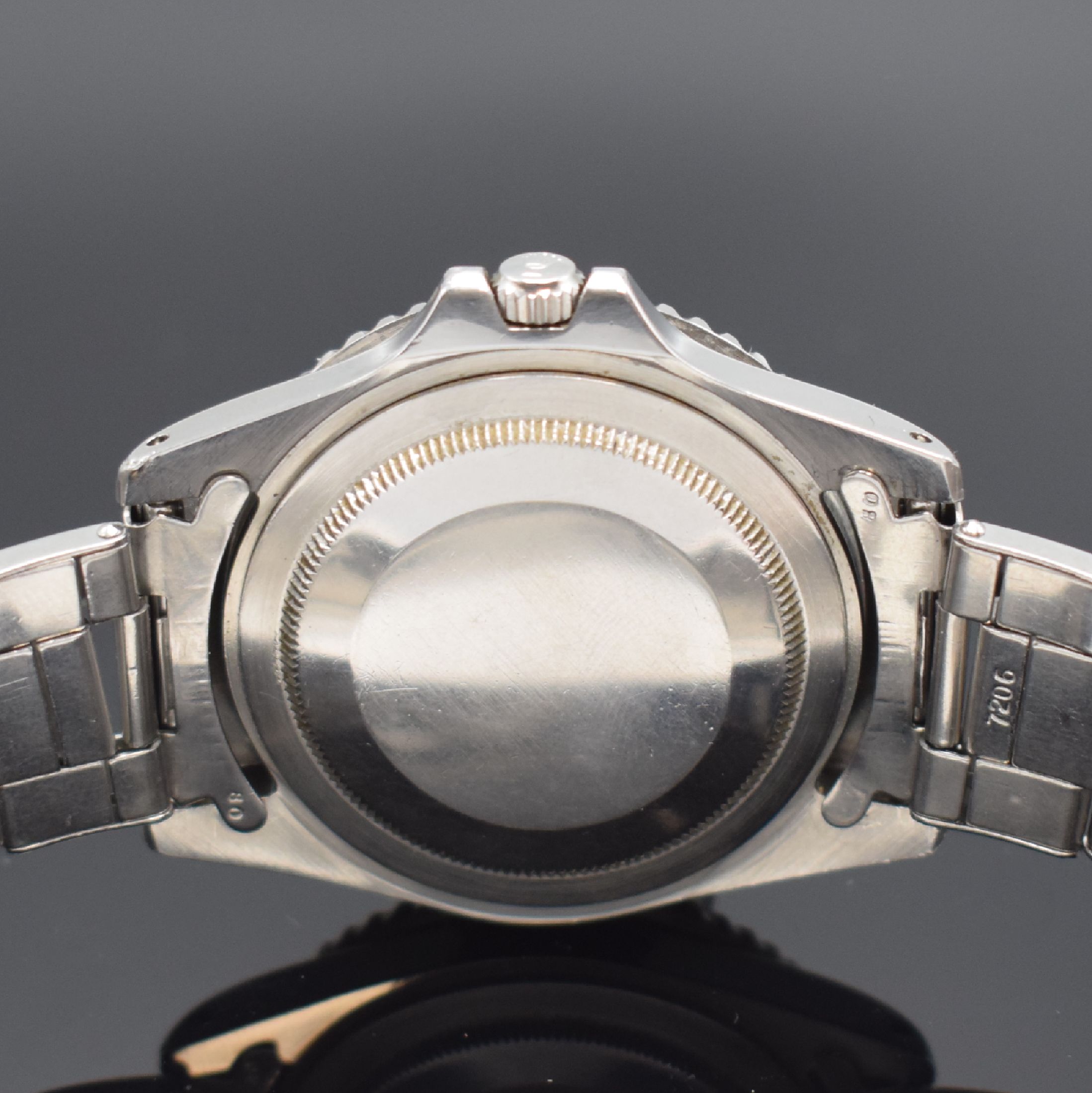 Detail d: ROLEX Herrenarmbanduhr Oyster Perpetual GMT- Master Referenz 1675, Automatik, frühes Modell, gestempelt 2. Quartal 1967, Tritiumzifferblatt und ...