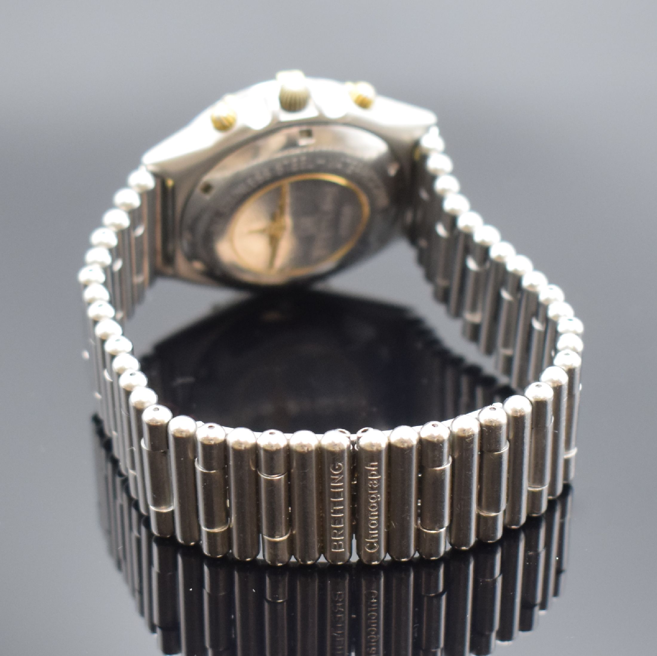 Detail b: BREITLING Herrenarmbanduhr Chronomat Referenz 81950, Schweiz um 1984, Automatik, verschr. Stahlgeh. inkl. orig. Roleauxband m. dopp. Faltschl., eins. ...