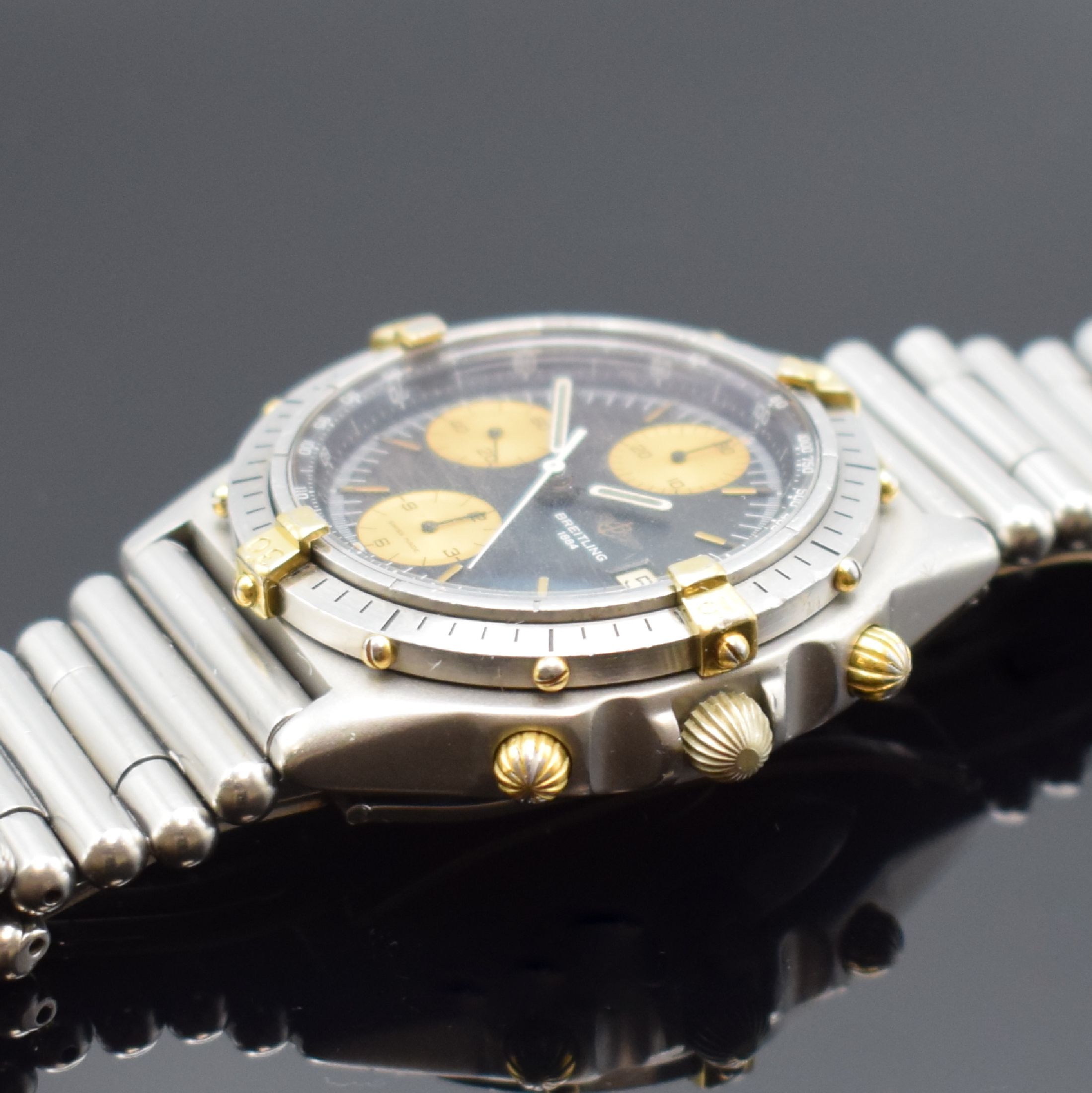 Detail c: BREITLING Herrenarmbanduhr Chronomat Referenz 81950, Schweiz um 1984, Automatik, verschr. Stahlgeh. inkl. orig. Roleauxband m. dopp. Faltschl., eins. ...