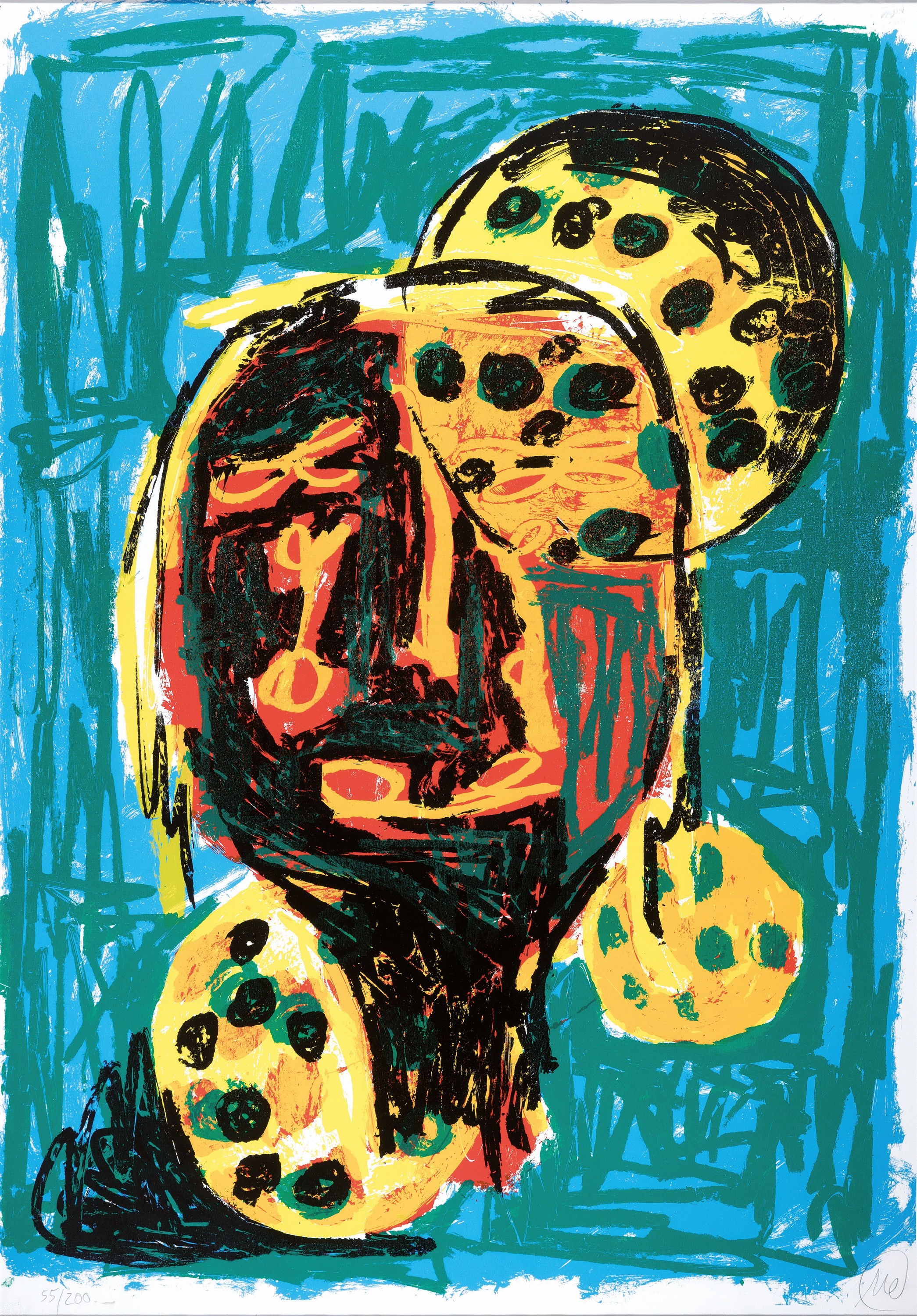 Markus Lüpertz, geb. 1941, Parsifal, Farblithographie, handsigniert, num. 55/200, ca. 97x69cm, u.Gl., R. ca. 105x76cm