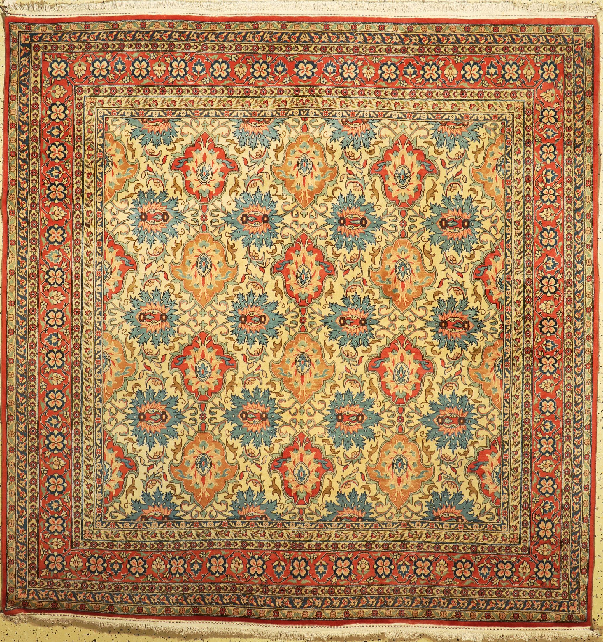 Weramin Kork fein, Indien, ca. 50 Jahre, Korkwolle auf Baumwolle, ca. 240 x 230 cm, EHZ: 1-2