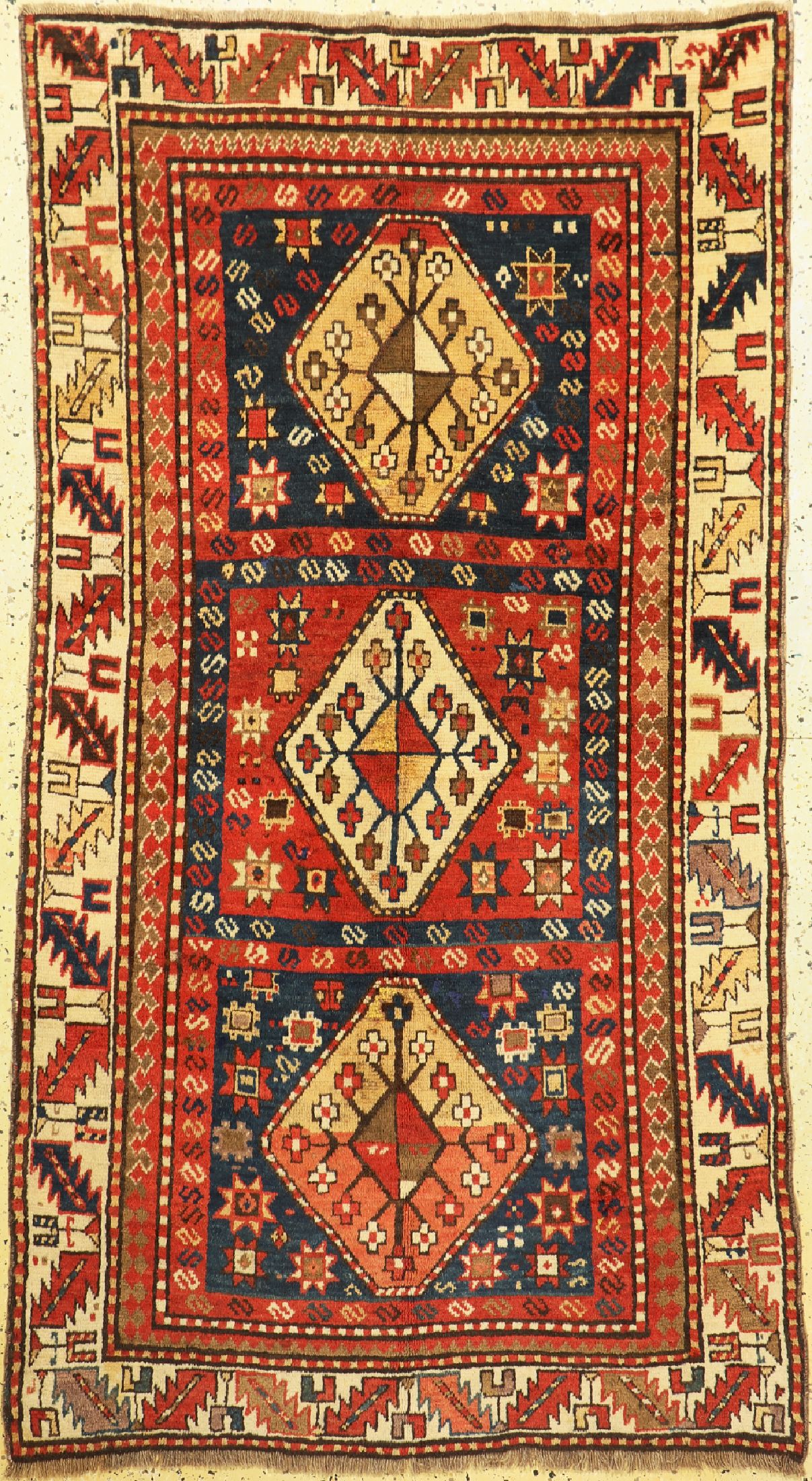 Antiker Kazak, Kaukasus, 19.Jhd, Wolle auf Wolle, ca. 220 x 125 cm, EHZ: 2-3