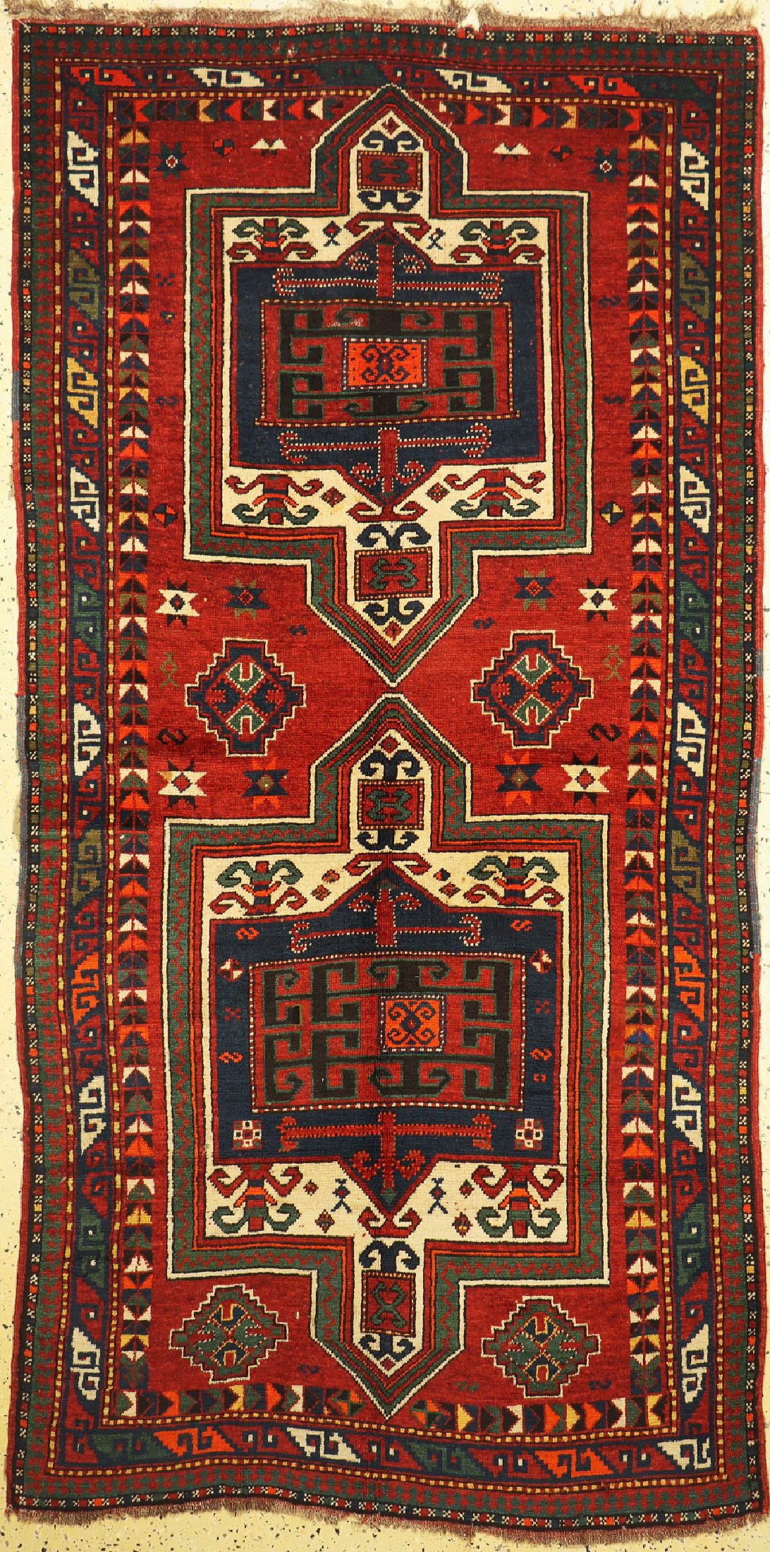 Antiker Kazak, Kaukasus, 19.Jhd, Wolle auf Wolle, ca. 250 x 127 cm, EHZ: 3-4