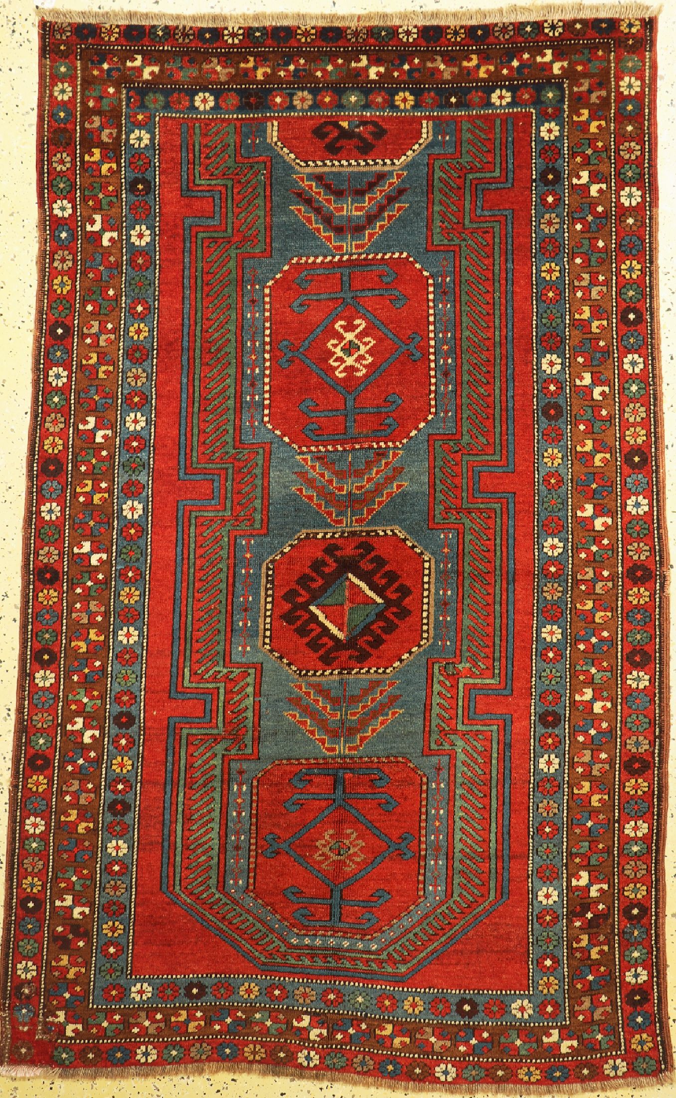 Antiker Kazak, Kaukasus, 19.Jhd, Wolle auf Wolle, ca. 208 x 133 cm, EHZ: 3, restauriert