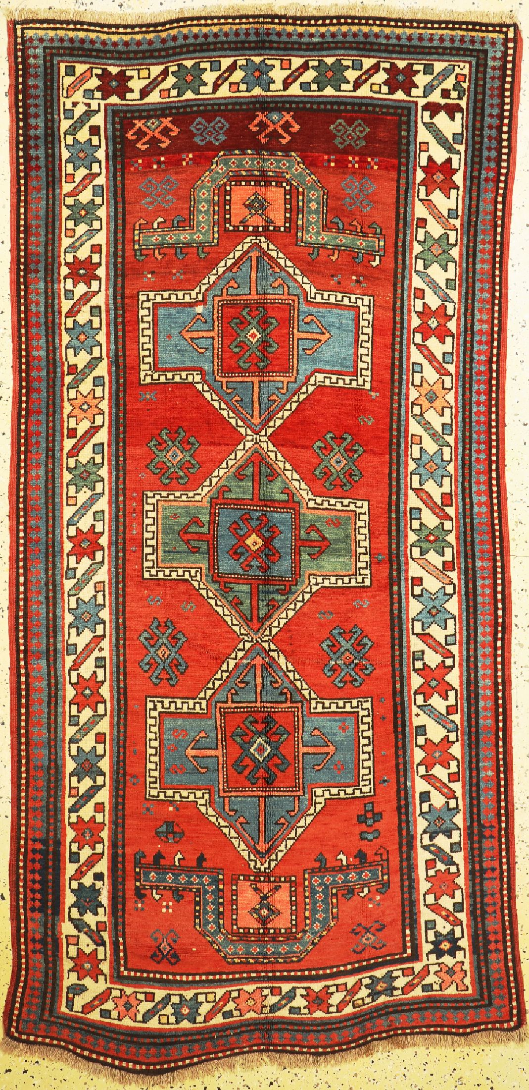 Antiker Kazak, Kaukasus, 19.Jhd, Wolle auf Wolle, ca. 245 x 120 cm, EHZ: 2, restauriert