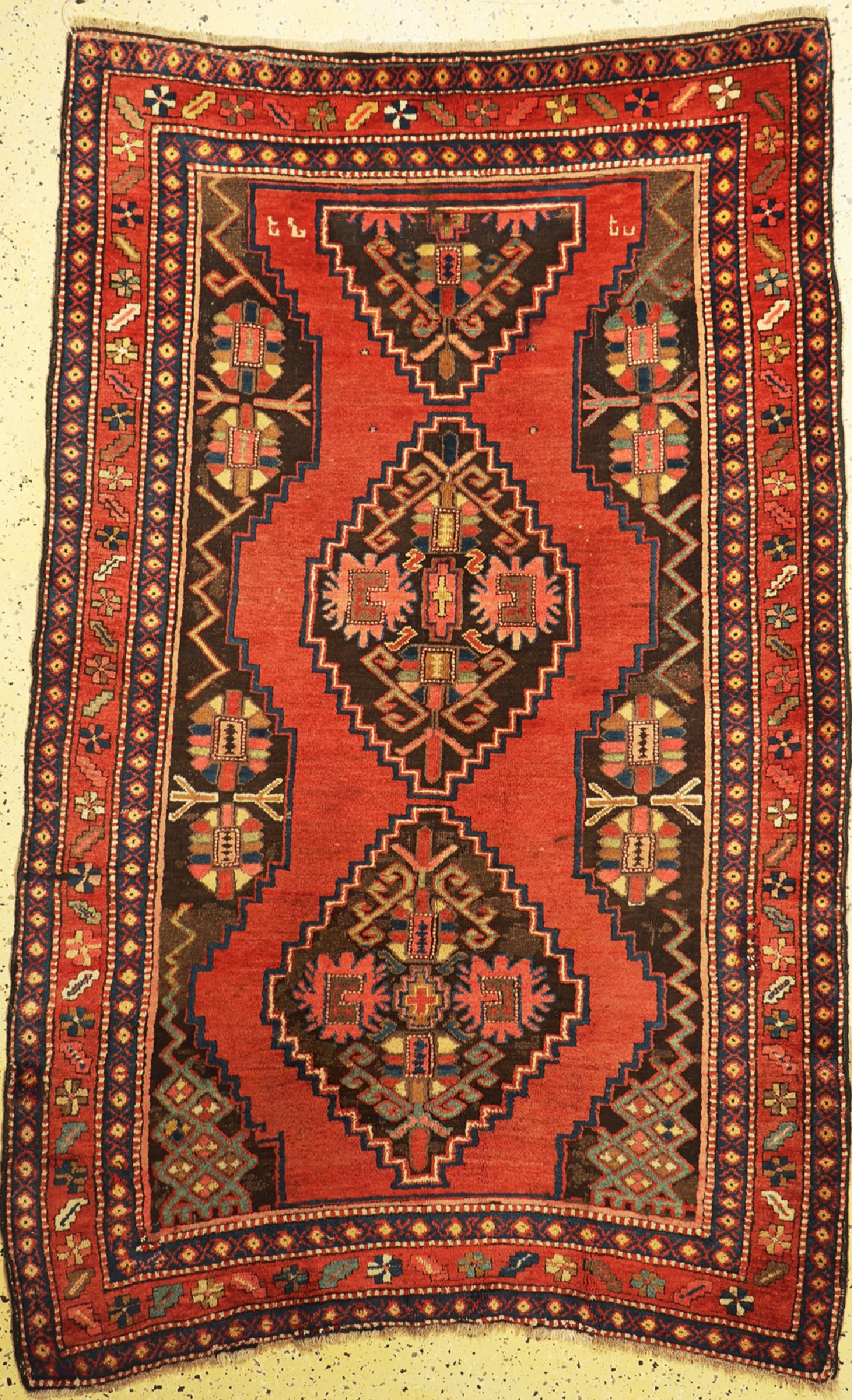 Antiker Karabagh, Kaukasus, um 1900, Wolle auf Wolle, ca. 230 x 145 cm, EHZ: 3, restauriert