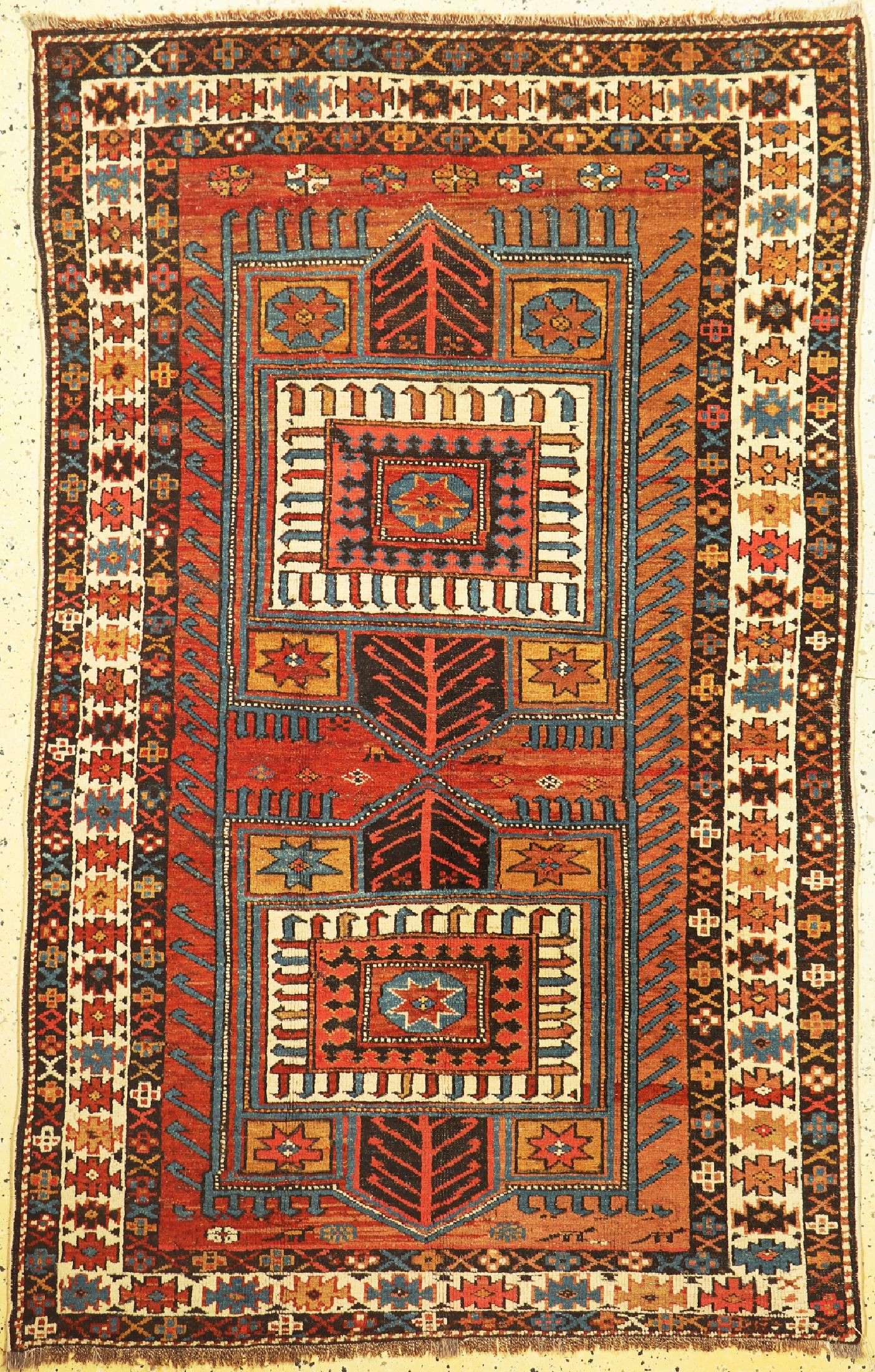 Antiker Schirwan, Kaukasus, 19.Jhd, Wolle auf Wolle, ca. 198 x 122 cm, EHZ: 3, restauriert