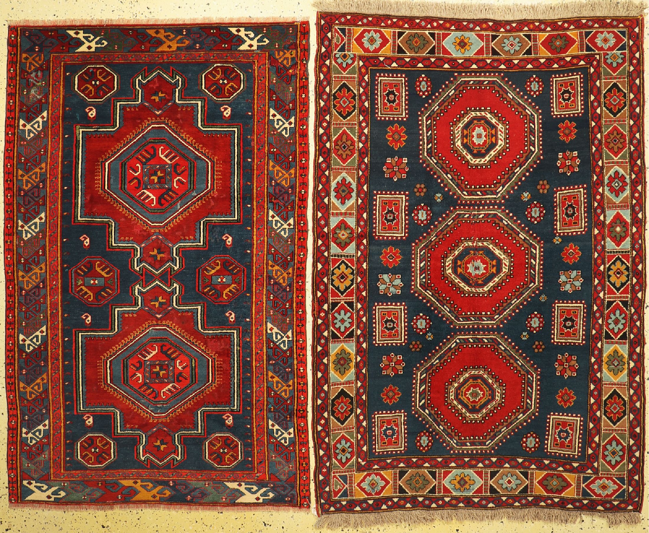1 paar Russische Derbend, um 1940/1950, Wolle auf Wolle, ca. 195 x 130 cm, EHZ: 3, restauriert
