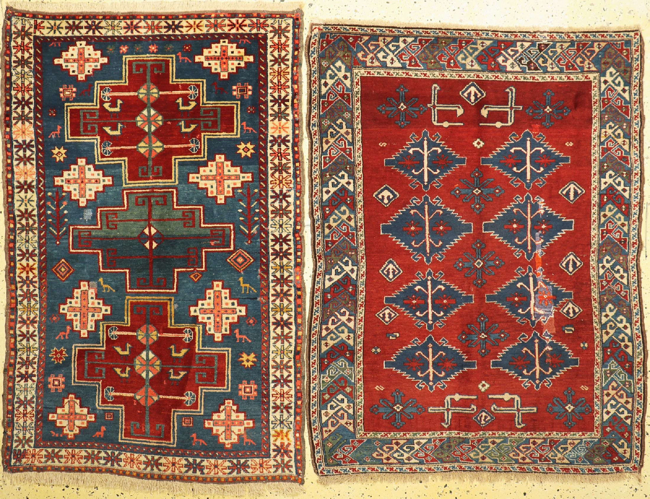 1 paar Russische Derbend, um 1930/1940, Wolle auf Wolle, ca. 160 x 114 cm, EHZ: 3, restauriert
