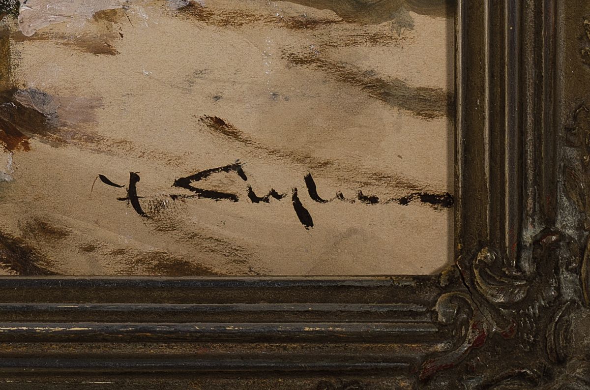 Detail a: Julius Seyler, 1873 - 1955 München,, Crevettenfischer am Strand, u. re. signiert , Öl/Holz, ca. 29 x 43 cm, Rahmen ca. 38 x 52 cm