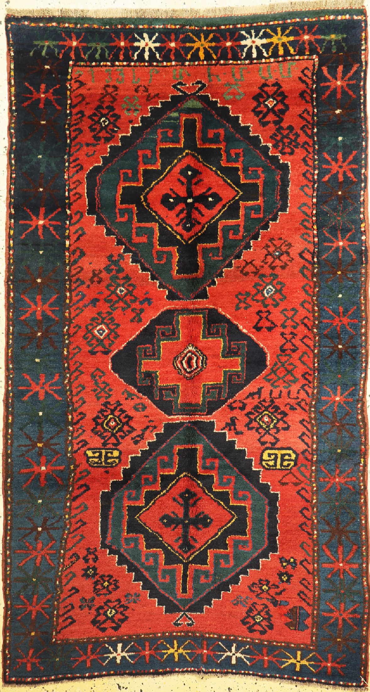 Antiker Kazak, Kaukasus, um 1900, Wolle aufWolle, ca. 210 x 116 cm, EHZ: 2, minimal restauriert